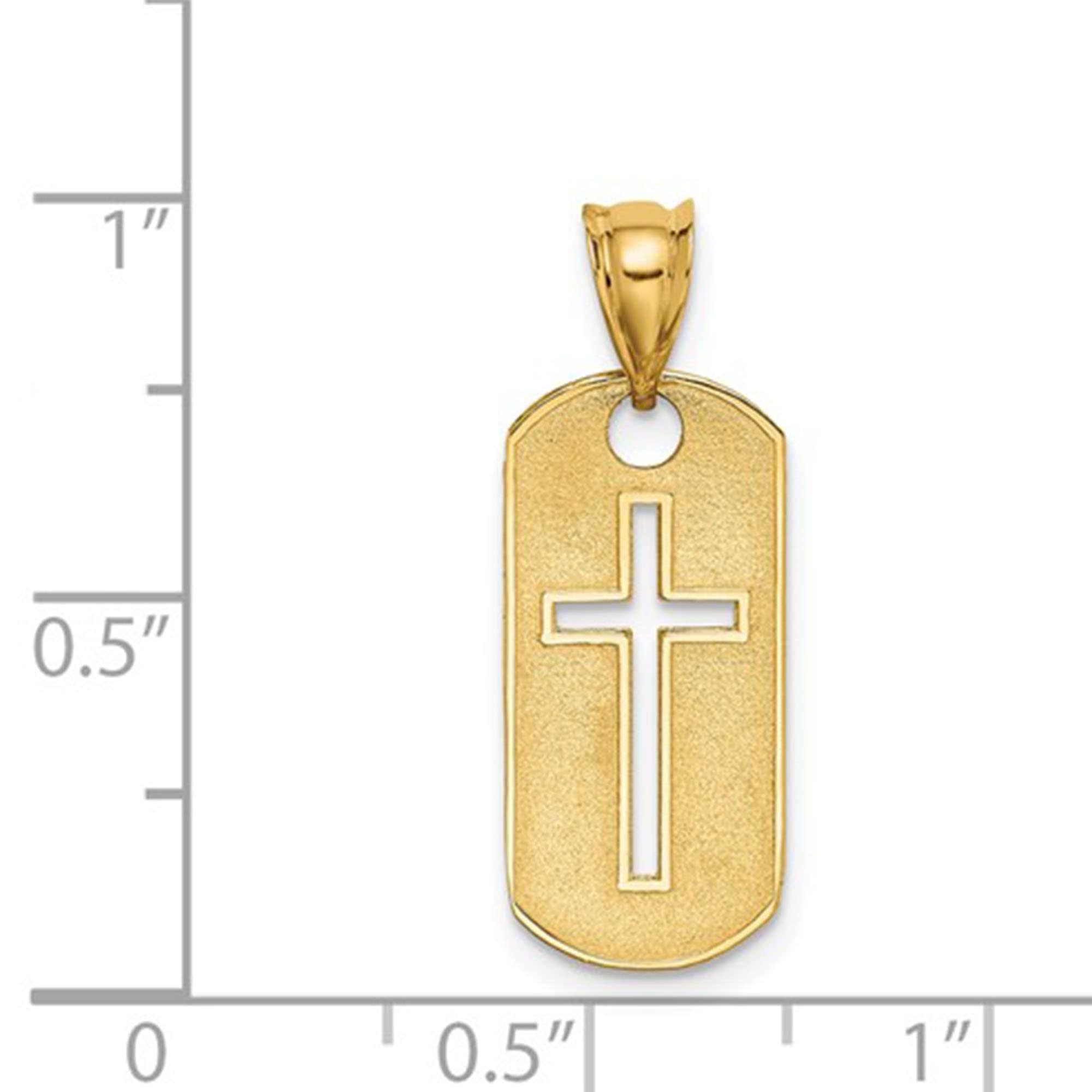 14K Yellow Gold High Polished Cross Cut-Out Pendant Dog Tag Necklace for Men & Women - Perfect for Everyday Wear, Gifts & Religious Jewelry