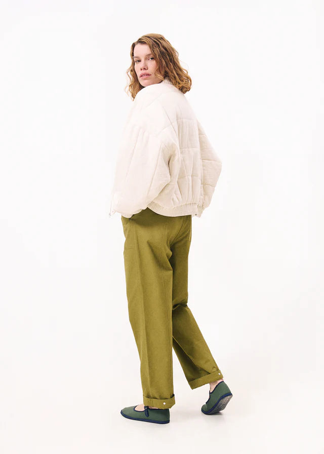 Cilem Bomber Jacket for Women - Lightweight Cream Jacket with Ribbed Cuffs & Hem | Stylish Outerwear for Casual Wear, Street Fashion & Fall Layering