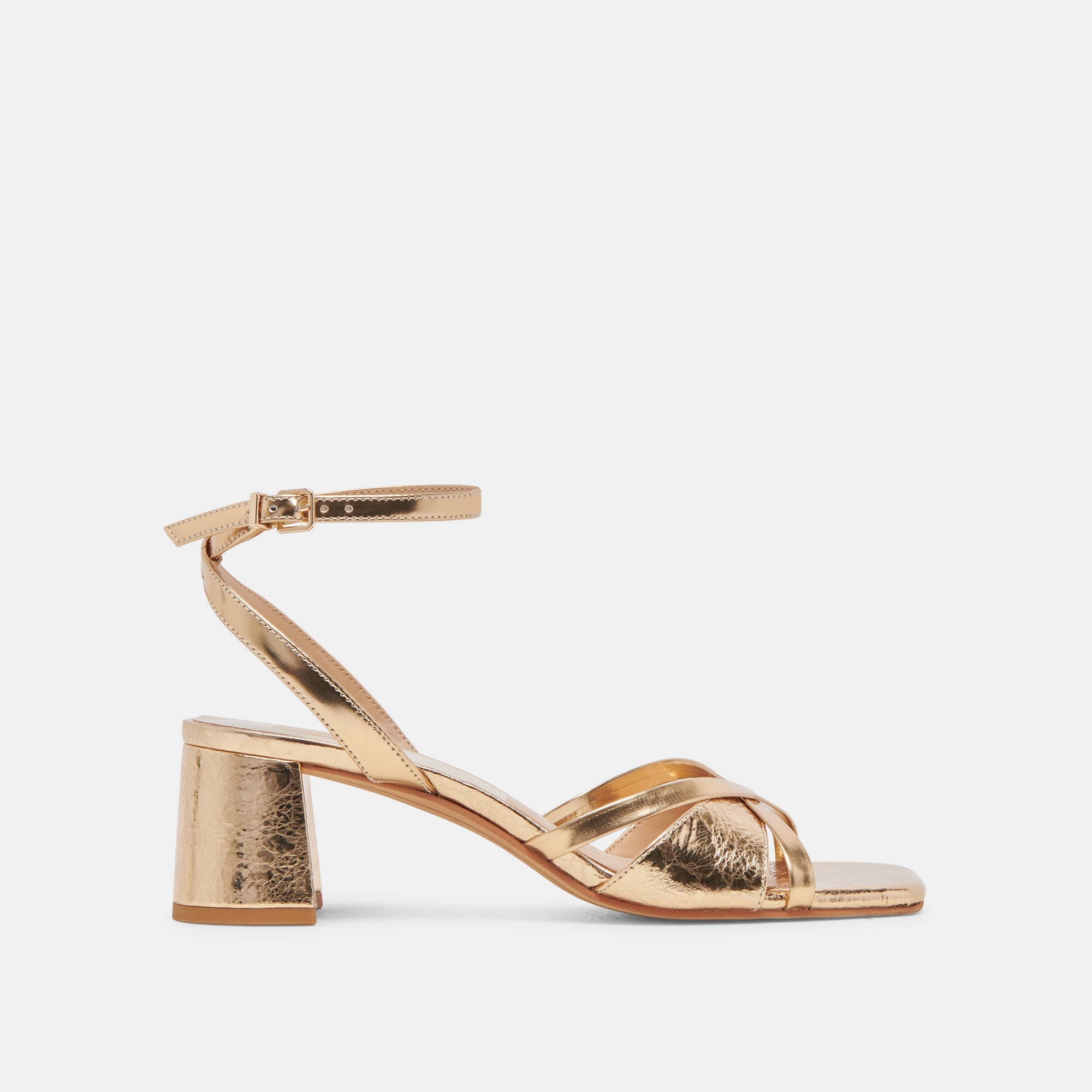BLAKLY Women's Gold Distressed Leather Heels - Stylish High Heel Shoes for Party, Wedding & Evening Wear