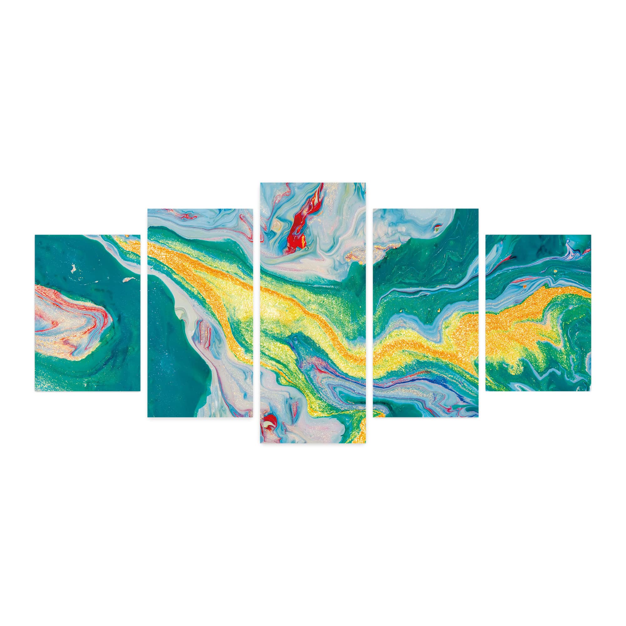 Ambesonne Abstract 5-Panel Acrylic Glass Wall Art - Modern Surreal Marble Splash Watercolor Design - 60