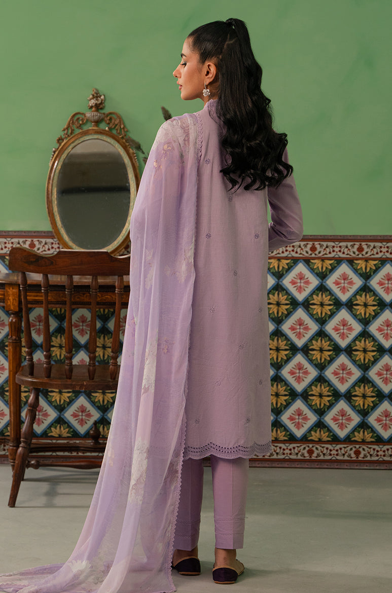 Lilac Haze 3-Piece Lawn Embroidered Suit Set - Floral Summer Outfit for Women | Perfect for Weddings, Parties & Casual Wear