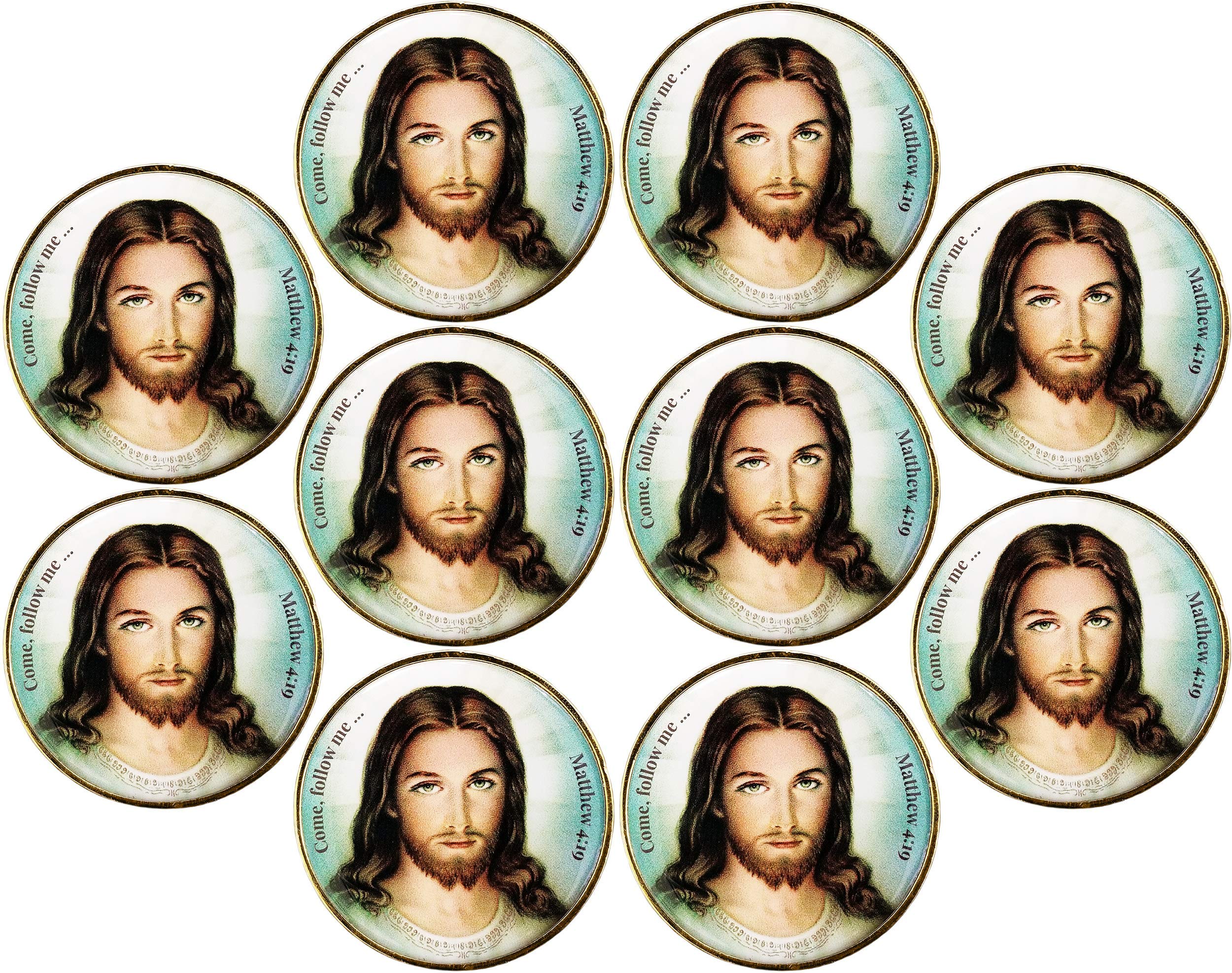 Bulk Pack of 10 Love of Jesus Religious Challenge Coins - Gold Rimmed Bible Verse Faith Tokens (Proverbs 3:5-6) - Inspirational God Gifts for Christian Men - Perfect for Church Events, Bible Study Groups & Faith-Based Encouragement