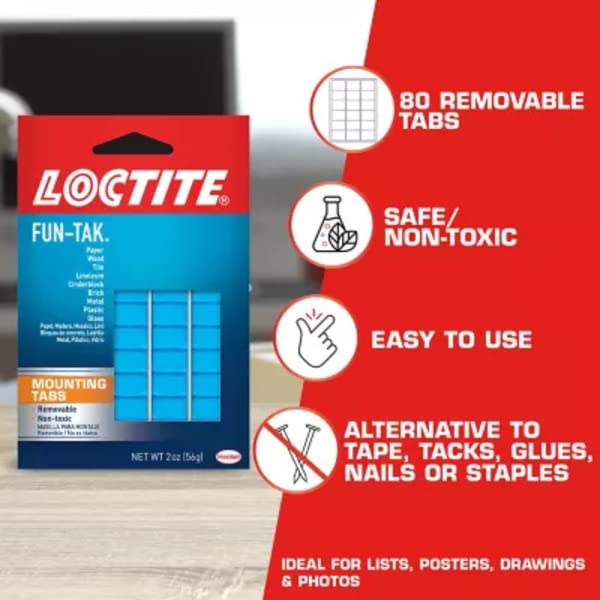 Loctite Fun-Tak Mounting Putty - 2 oz (12 Pack) - Reusable Adhesive Putty for Posters, Photos & Decor - Strong Hold for Walls & Surfaces - No Residue, Damage-Free Hanging Solution for Home & Office
