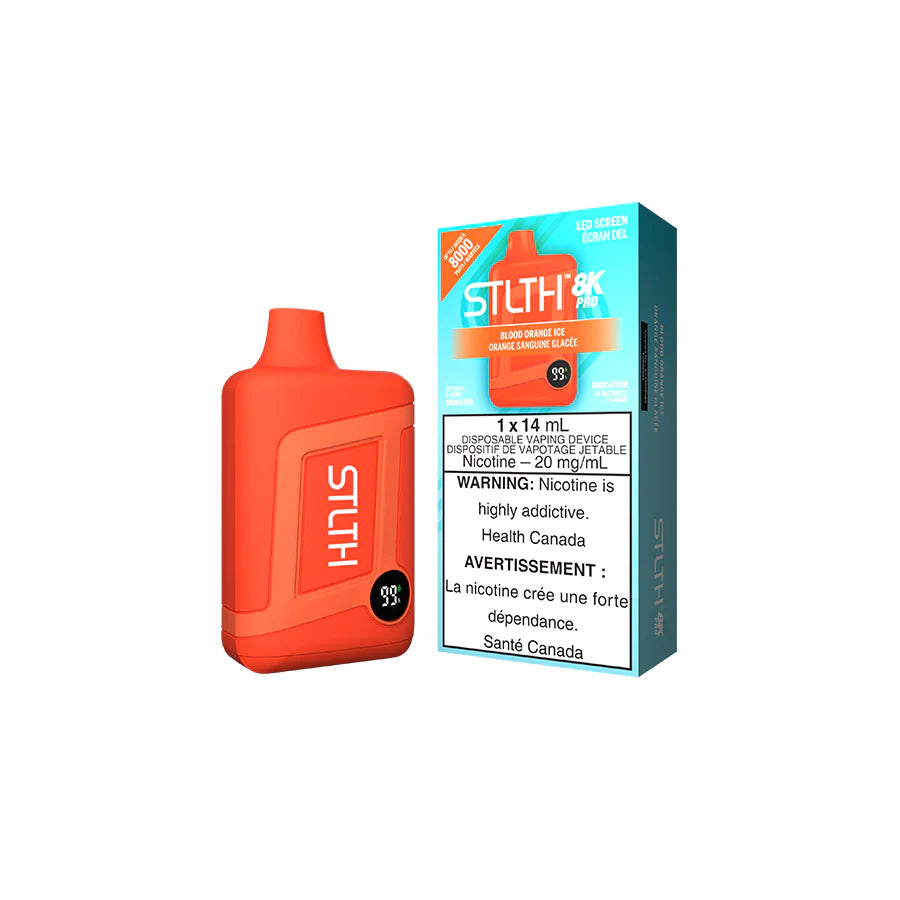 STLTH 8K Pro Blood Orange Ice Disposable Vape Pen - Refreshing Citrus Flavor for All-Day Vaping, Perfect for On-the-Go Use and Social Relaxation