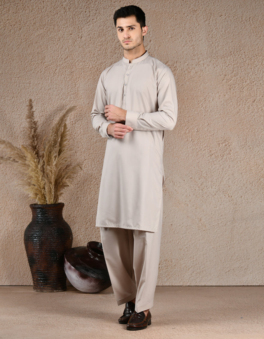 Premium Brown Unstitched Suit for Men - J. Junaid Jamshed Formal Wear | Perfect for Weddings, Office & Special Occasions