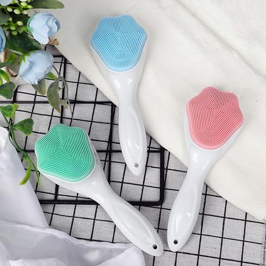 NAXUE Silicone Face Scrubber & Exfoliating Brush - Manual Handheld Facial Cleanser for Blackhead Removal - Soft Food-Grade Bristles for Sensitive Skin - Easy to Clean - Perfect for Daily Skincare Routine & Travel-Friendly Beauty Tool