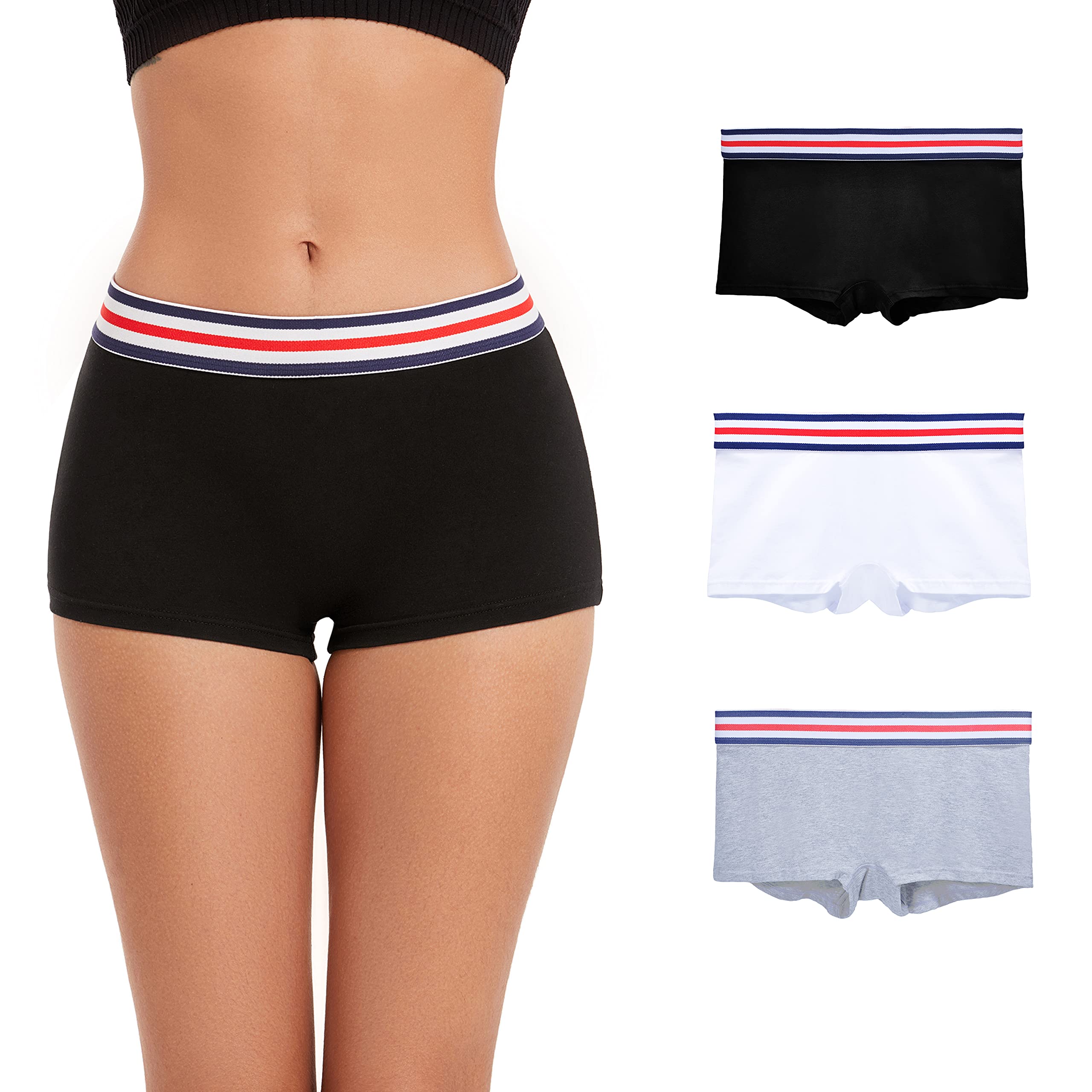 ZLYC Women's Cotton Sporty Boy Shorts - Breathable Stretch Workout Underwear & Comfortable Boxers for Yoga, Running, Gym & Daily Wear