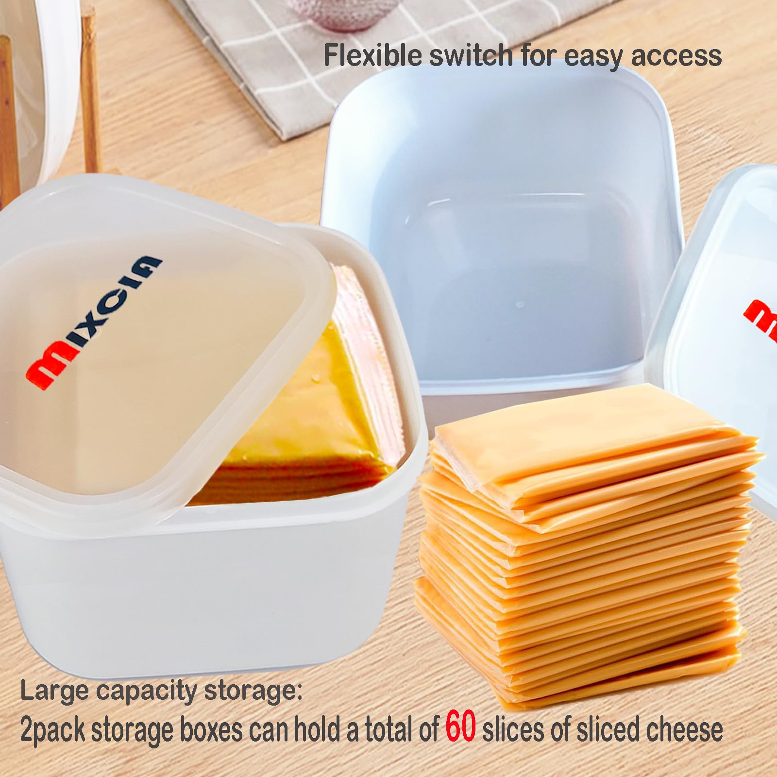 2-Pack Plastic Cheese Storage Containers for Fridge with Lids - Airtight Sliced Cheese Holder to Keep Cheese Fresh | Perfect for Meal Prep, Lunch Boxes & Snack Organization