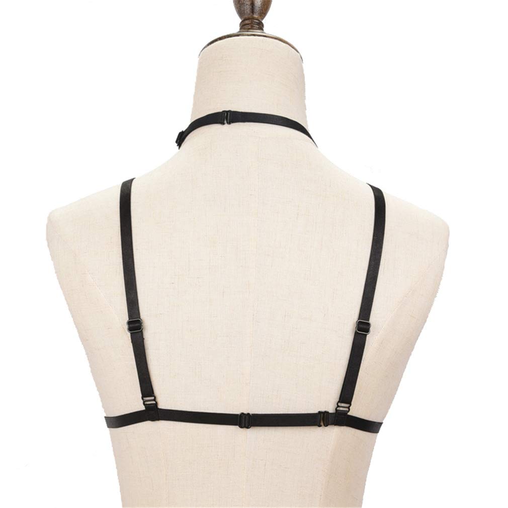 Sexy Women's Strappy Harness Hollow Out Cross Cage Bra - Elastic Cupless Lingerie for Boudoir, Role Play & Sensual Nights