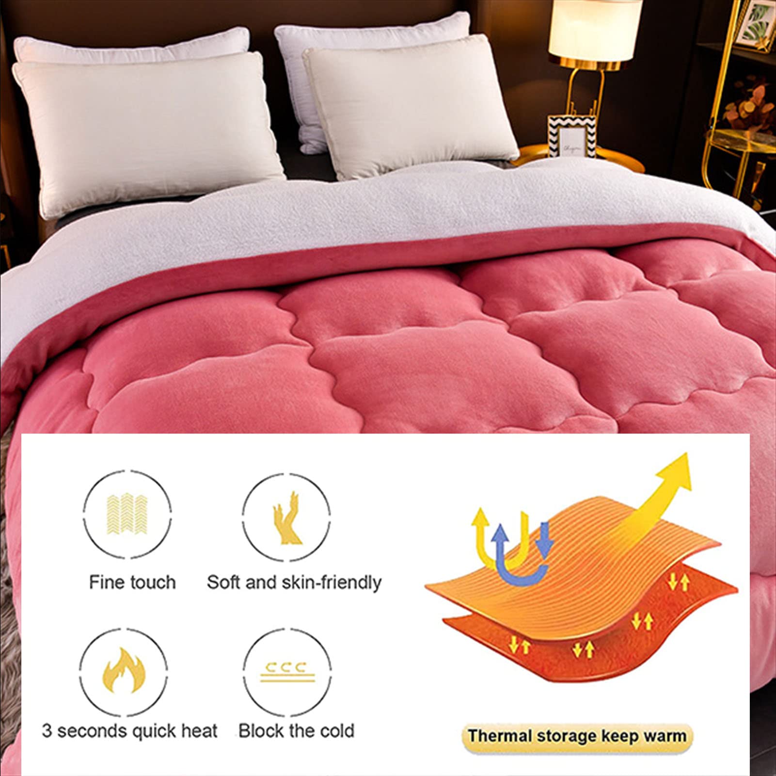 All-Season Quilted Cotton Duvet Insert - Twin Size Winter Warm Bed Quilt (200x230cm, 4kg) | Soft Thickened Lamb Cashmere Blanket for Cozy Sleep | Perfect for Bedrooms, Guest Rooms & Dorm Use