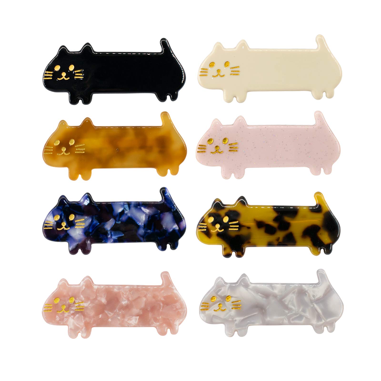 8 Pcs Cute Cat Hair Clips - Small Kitty Barrettes for Girls, Teens & Women - Fashionable Acrylic Resin Hair Accessories for School, Parties & Daily Wear