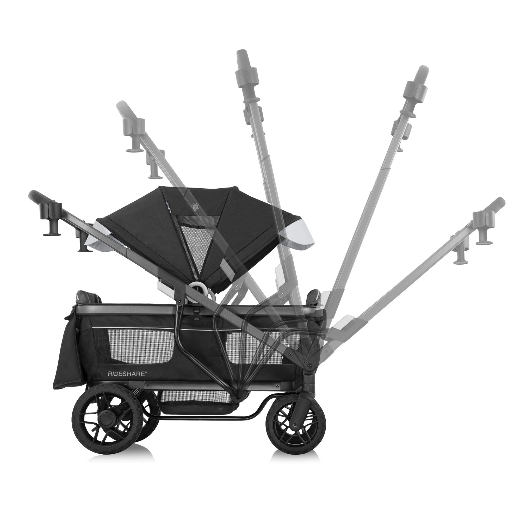 Evenflo Shyft Rideshare All-Terrain Stroller Wagon - Lightweight Foldable Baby Stroller & Wagon Combo for Outdoor Adventures, Beach, Park, and Travel