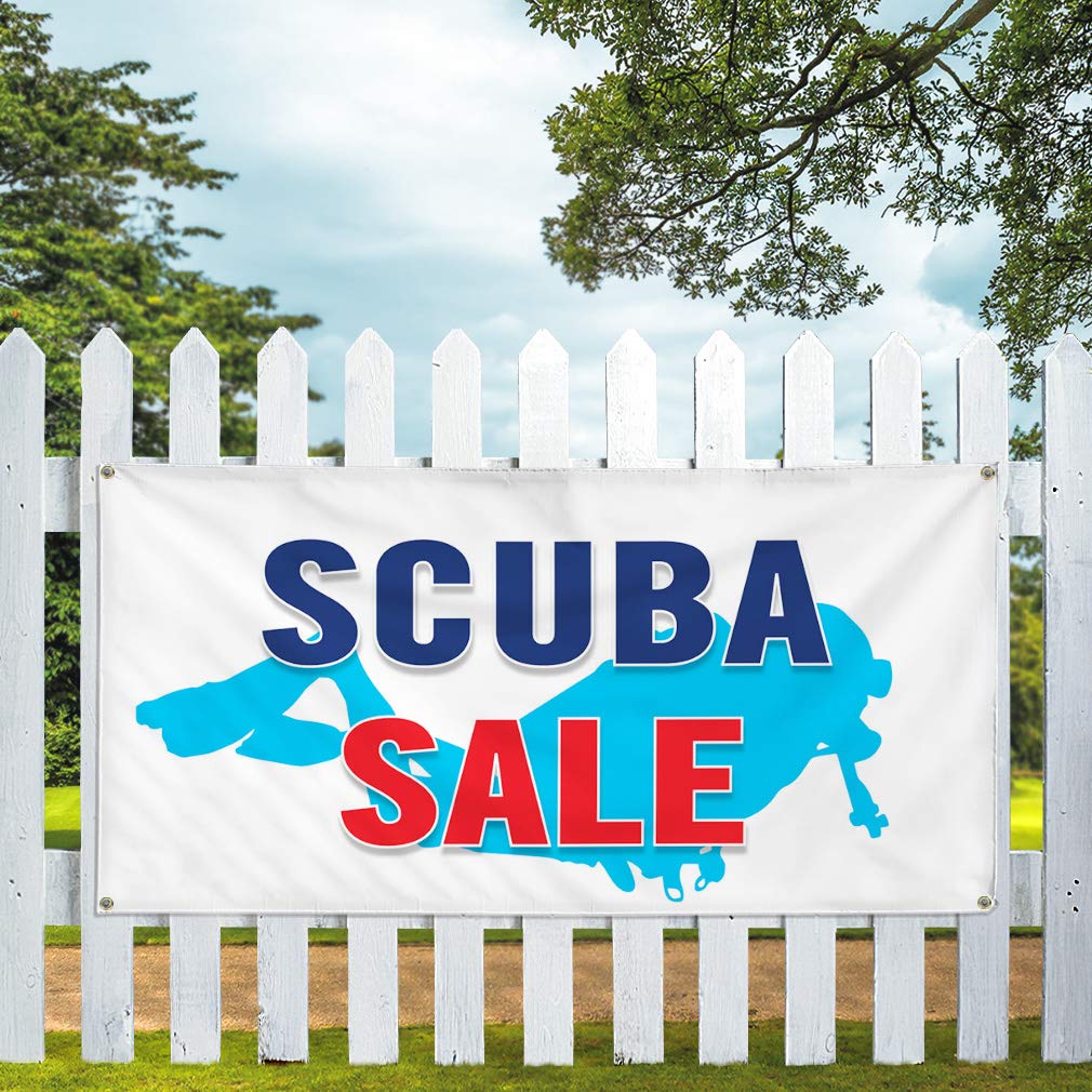 Premium Vinyl Banner - Multiple Sizes (48x96 Inches) | Weatherproof, Industrial Strength for Outdoor Business Signs | 8 Rustproof Grommets | Ideal for Yard Sales, Scuba Promotions & Commercial Advertising