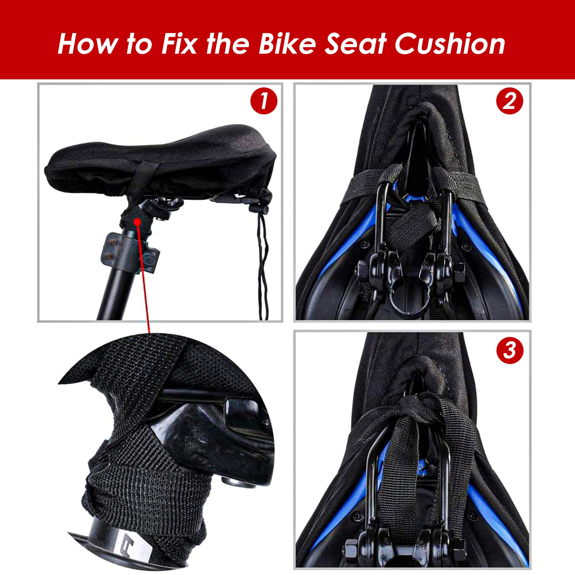 Ultra-Light Gel Bike Seat Cushion Cover - Shock Absorbing Comfortable Breathable Bicycle Saddle Pad for Men & Women - Perfect for Road Bikes, Mountain Bikes, Commuting and Long Rides