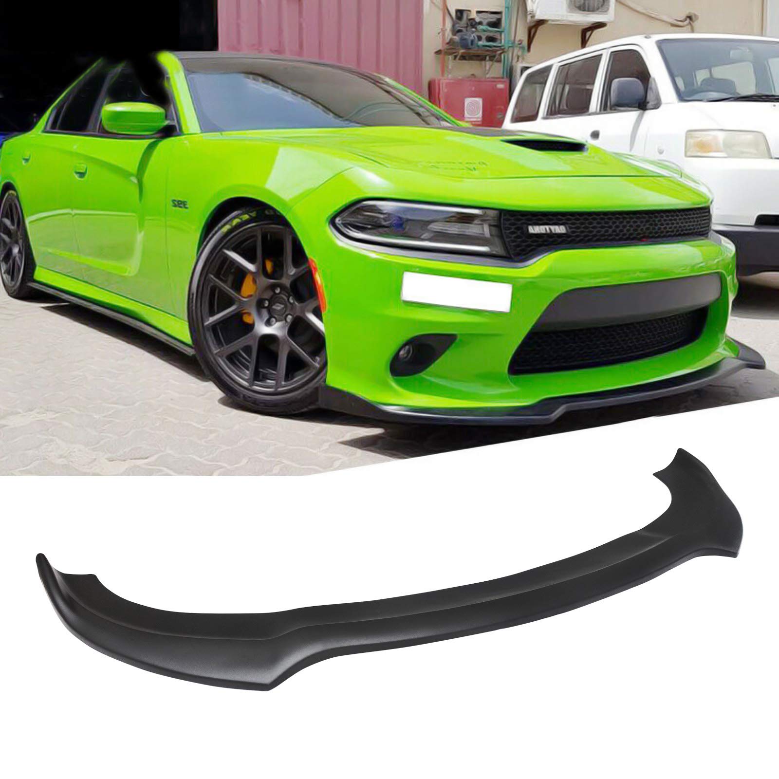 NINTE V3 Style Matte Black ABS Front Bumper Lip for 2015-2023 Dodge Charger SRT Scat Pack Widebody | Aggressive Styling Upgrade for Street & Track Performance