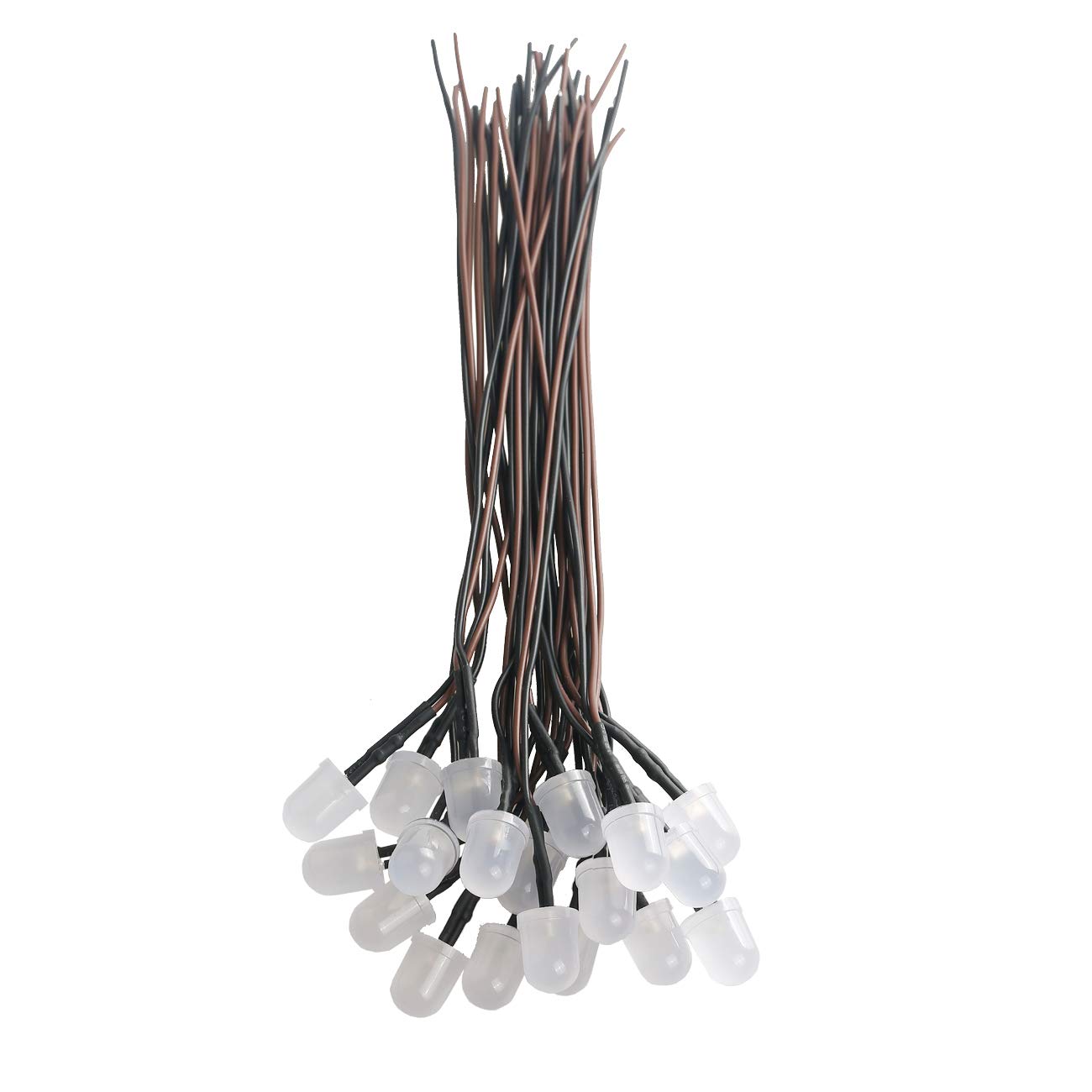 50pcs 12V 10mm Warm White LED Lights - Pre-Wired 7.9 Inch DC 12v Diodes with Diffused Lens - Small LED Lamps for DIY Projects, Home Decor, and Automotive Lighting