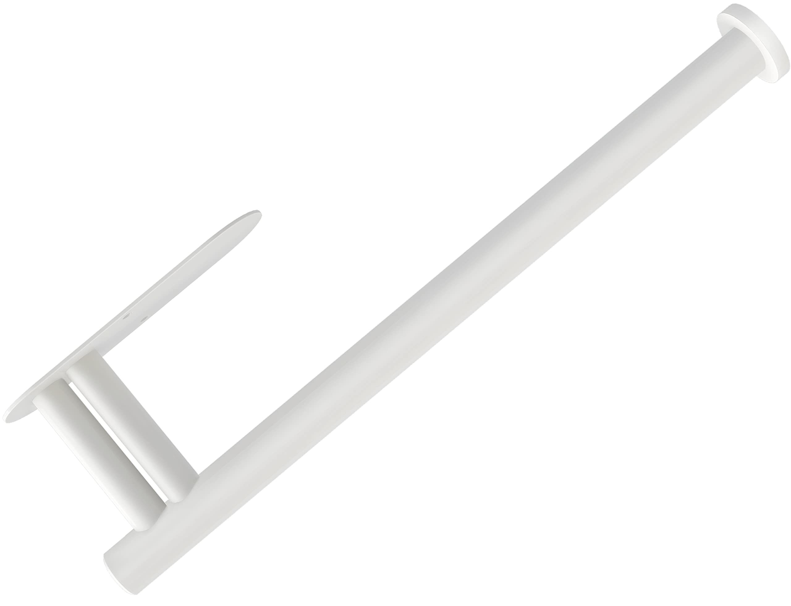 Upgraded Under Cabinet Paper Towel Holder - Double Rod Bearing, Self-Adhesive or Wall Mounted Kitchen Towel Roll Holder (White) | Perfect for Small Kitchens, RVs & Bathrooms