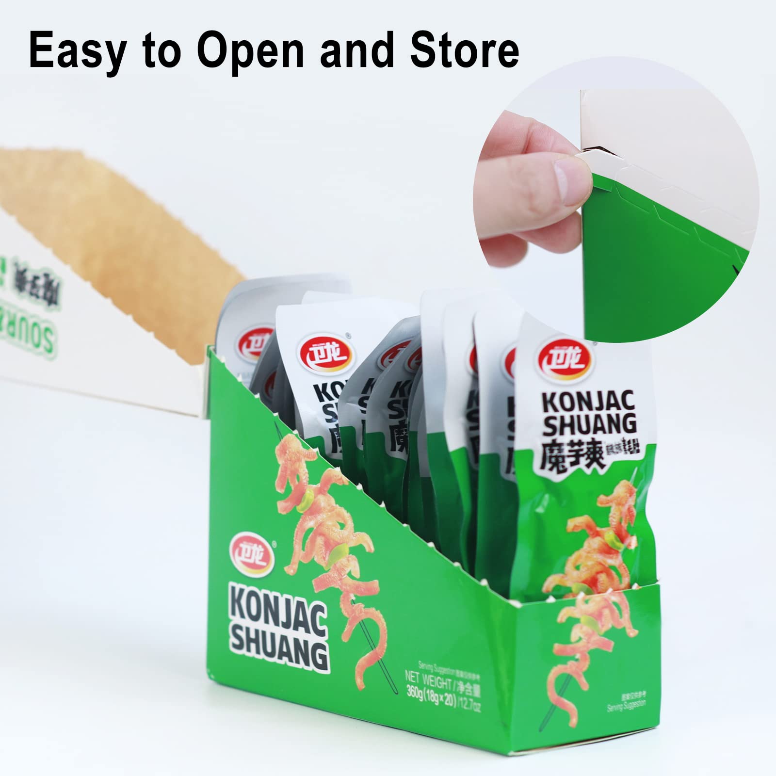 **Spicy Hot WeiLong Konjac Strips - Chinese Snacks, 18g x 20 Bags (Pack of 1) - Spicy & Sour Flavor, Perfect for Office Snacks, Movie Nights & Road Trips**