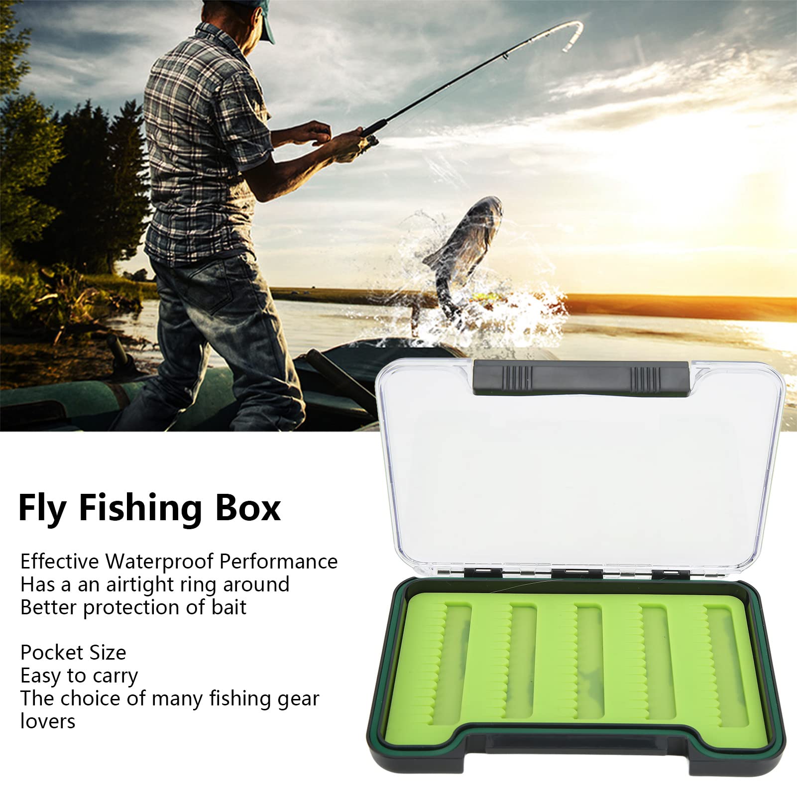 Ubersweet® Lightweight Portable Fly Fishing Dry Flies Box - Large Capacity, Impact Resistant Pocket-Size Tackle Storage for Fishing Gear Enthusiasts | Perfect for Trout, Bass & Fly Fishing Trips | Camping, Hiking & Outdoor Adventures