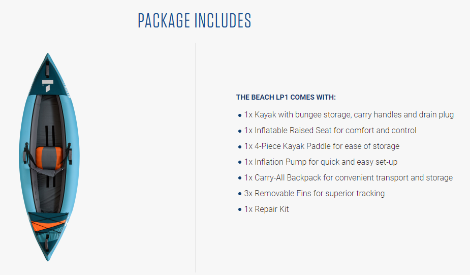 LP1 Kayak Package - Lightweight & Durable Inflatable Kayak for Beach & River Adventures - Perfect for Fishing, Camping & Outdoor Recreation