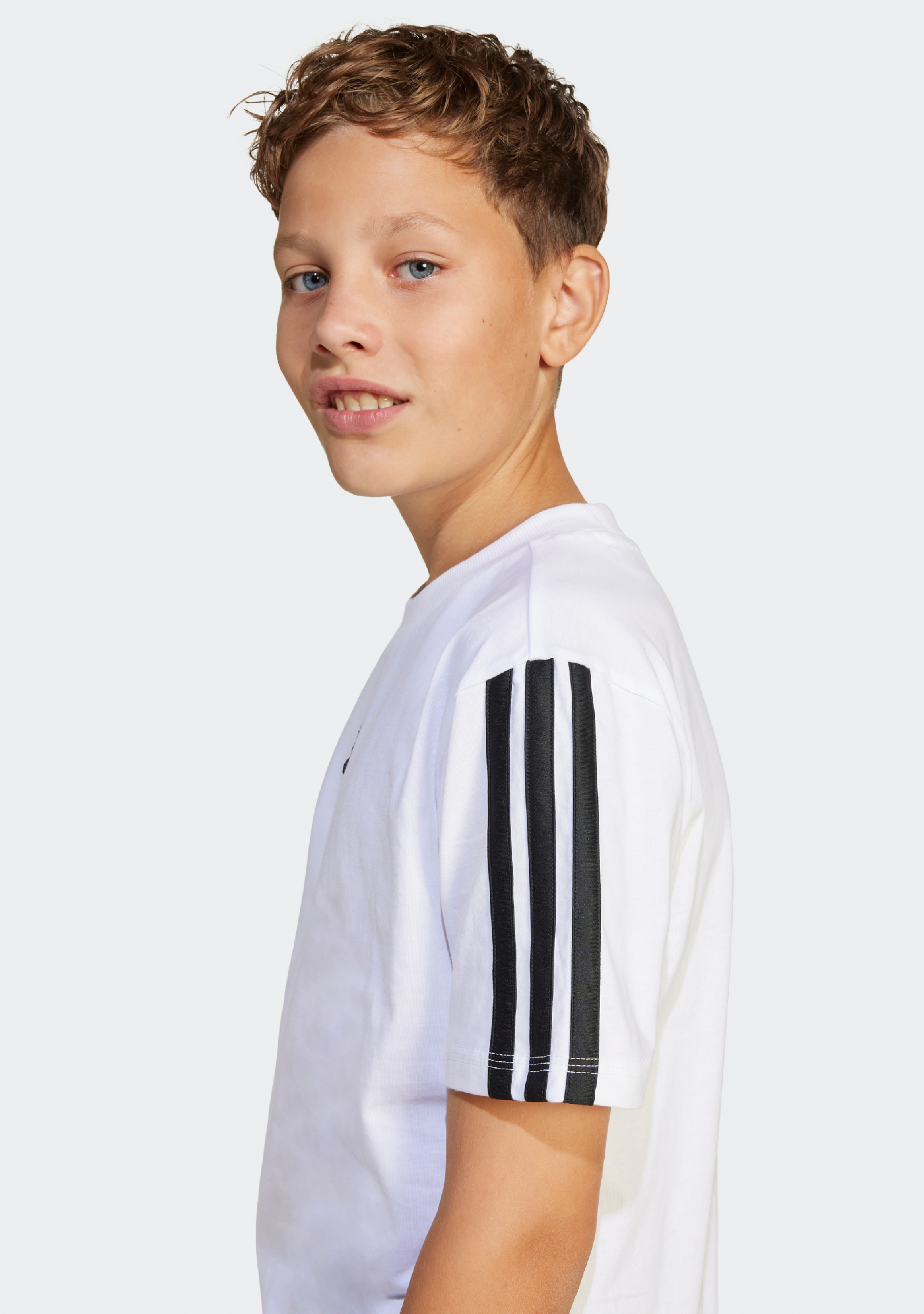 Adidas Kids' 3 Stripe Essentials T-Shirt - Comfortable Cotton Short Sleeve Tee for Boys & Girls - Perfect for School, Sports & Everyday Wear