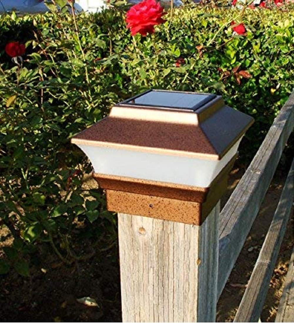 Solar Powered Outdoor Post Cap Lights for 4x4 Wooden Posts - Weatherproof Copper Deck Lighting (8 Pack) - Perfect for Patio, Garden, Pathway and Fence Illumination