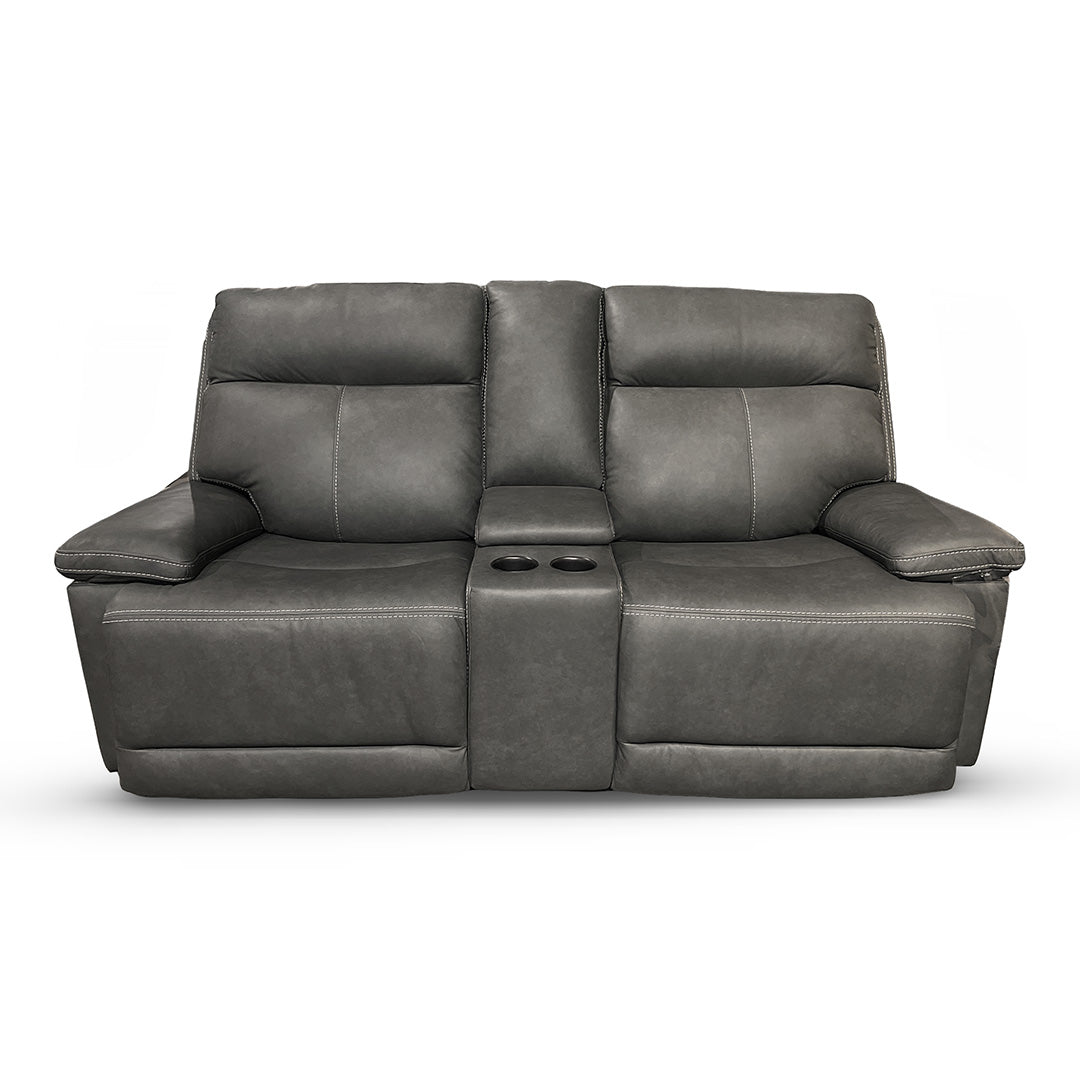 Power Reclining Loveseat with Console - Modern PU Leather Sofa Bed for Living Room, Home Theater, and Small Spaces - Dual USB Charging Ports & Cup Holders