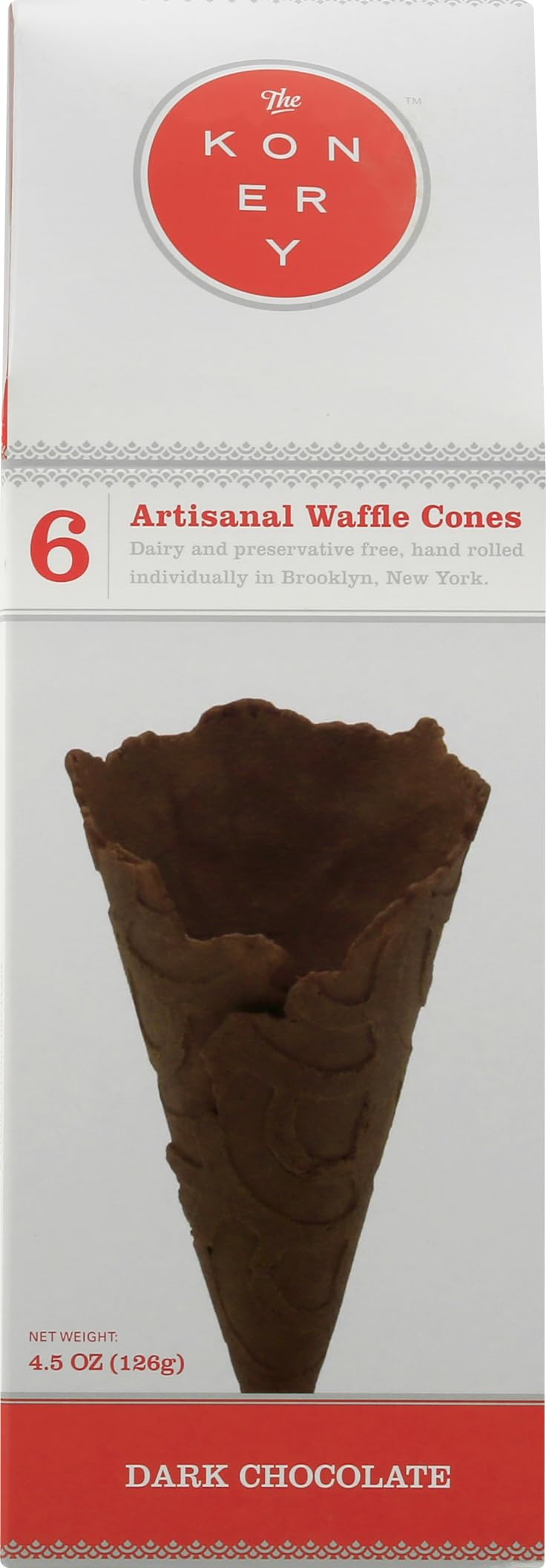THE KONERY Artisanal Dark Chocolate Waffle Cones - 4.5oz (12 Pack) | Premium Handmade Ice Cream Cones for Desserts, Parties & Gourmet Treats | Perfect for Ice Cream, Gelato & Sundaes