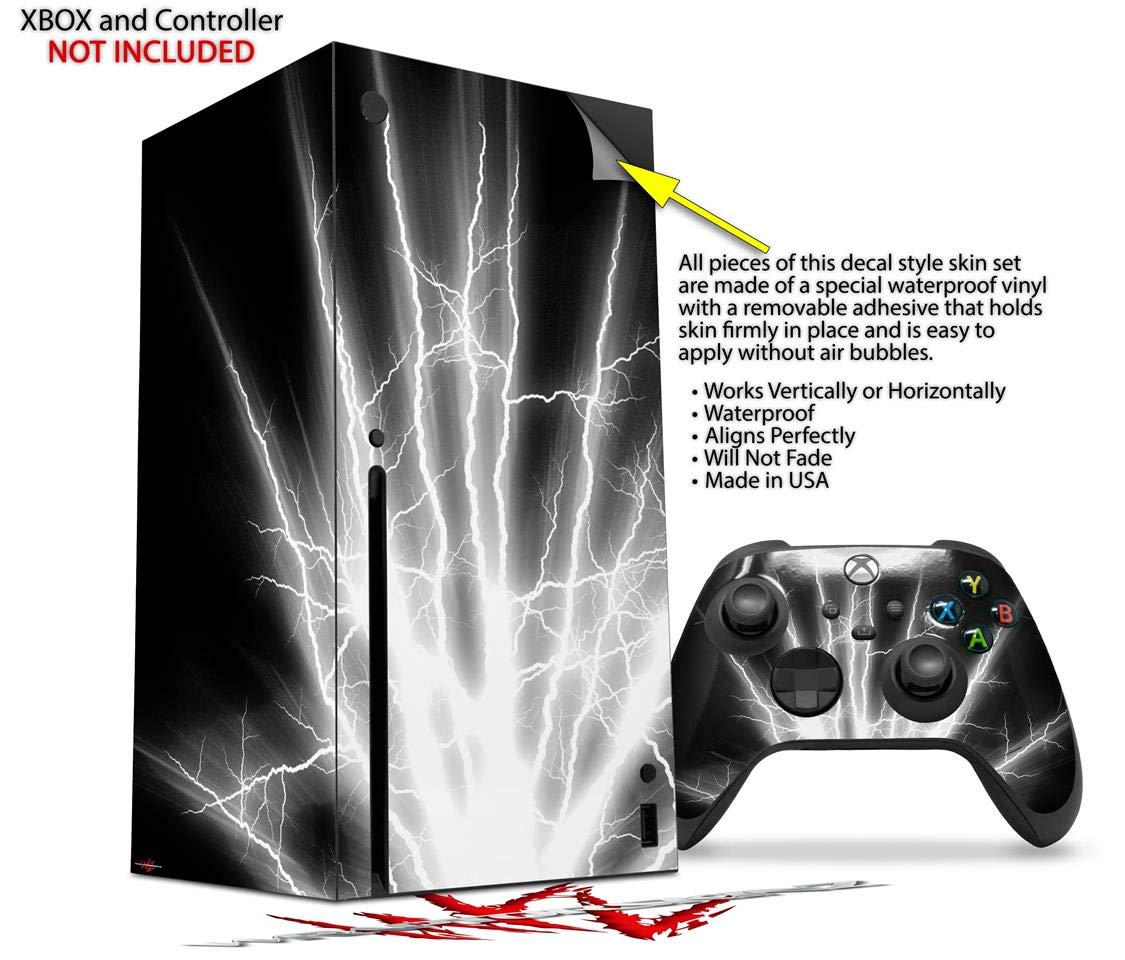 Premium WraptorSkinz Vinyl Skin Decal for XBOX Series X Console & Controller - Lightning White (GAMING CONSOLE NOT INCLUDED) | Custom Protective Wrap for Enhanced Gaming Experience & Console Personalization