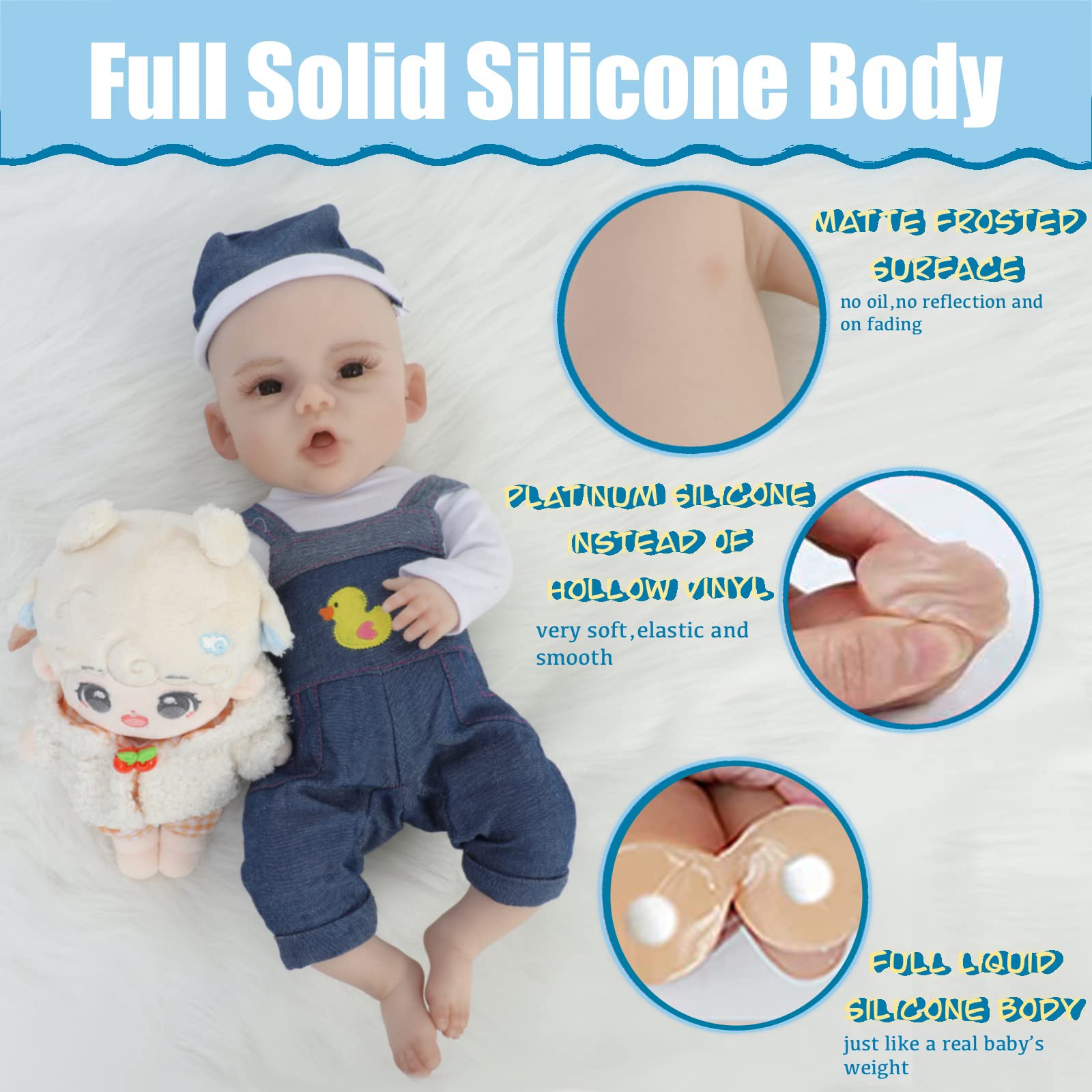 19 Inch Realistic Reborn Baby Boy Doll - Lifelike Silicone Full Body, Soft & Waterproof for Collectors, Photography, and Nursery Decor