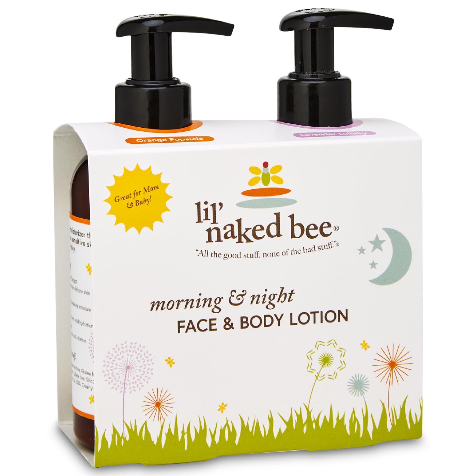 Naked Bee Morning & Night Lotion Gift Set - 8oz Orange Popsicle & Lavender Lullaby Moisturizing Body Lotion for Dry Skin | Perfect for Spa Day, Self-Care & Gifts