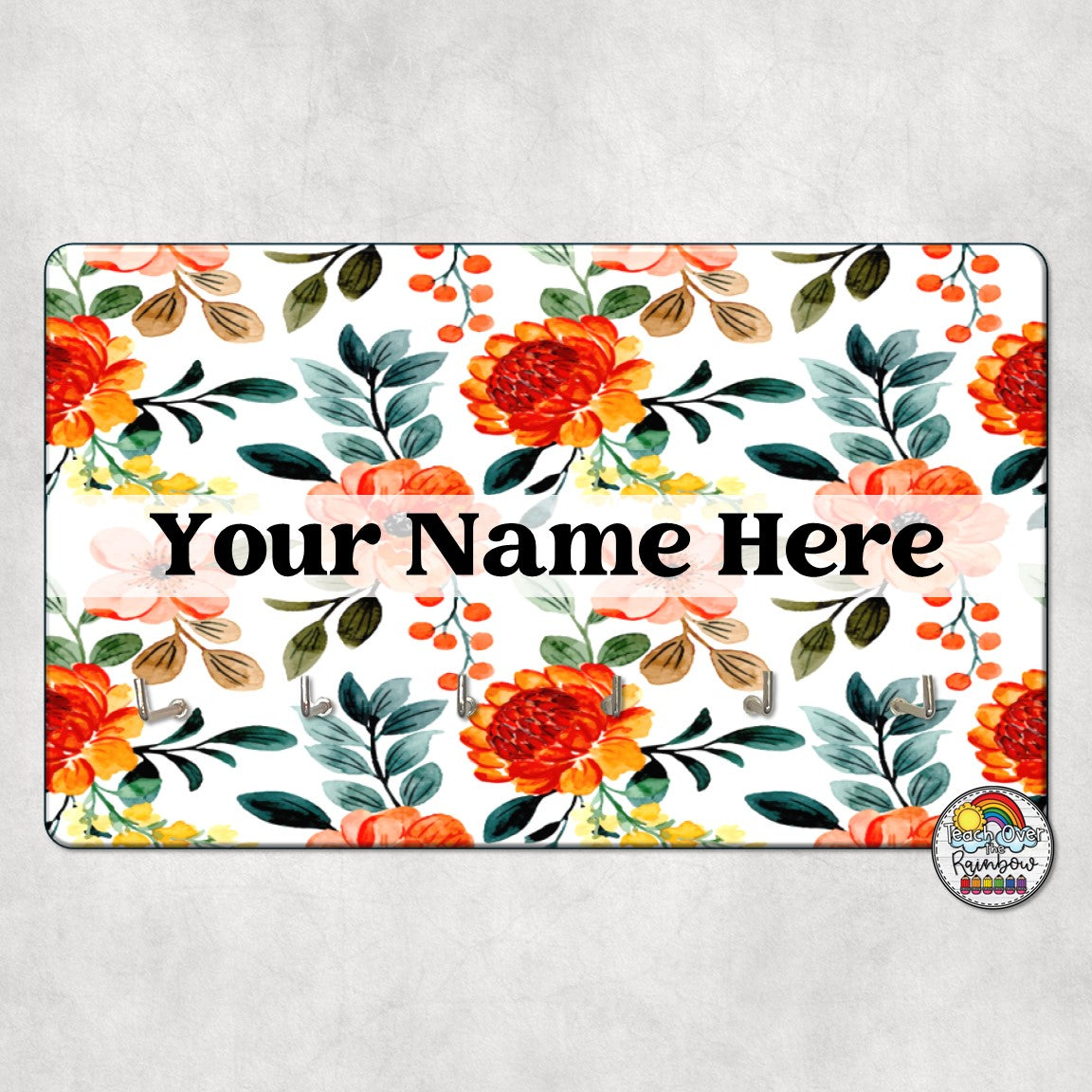 Floral Hall Pass Holder for Teachers - Elegant Fall Design Classroom Accessory - Perfect for School, Office, and Classroom Management