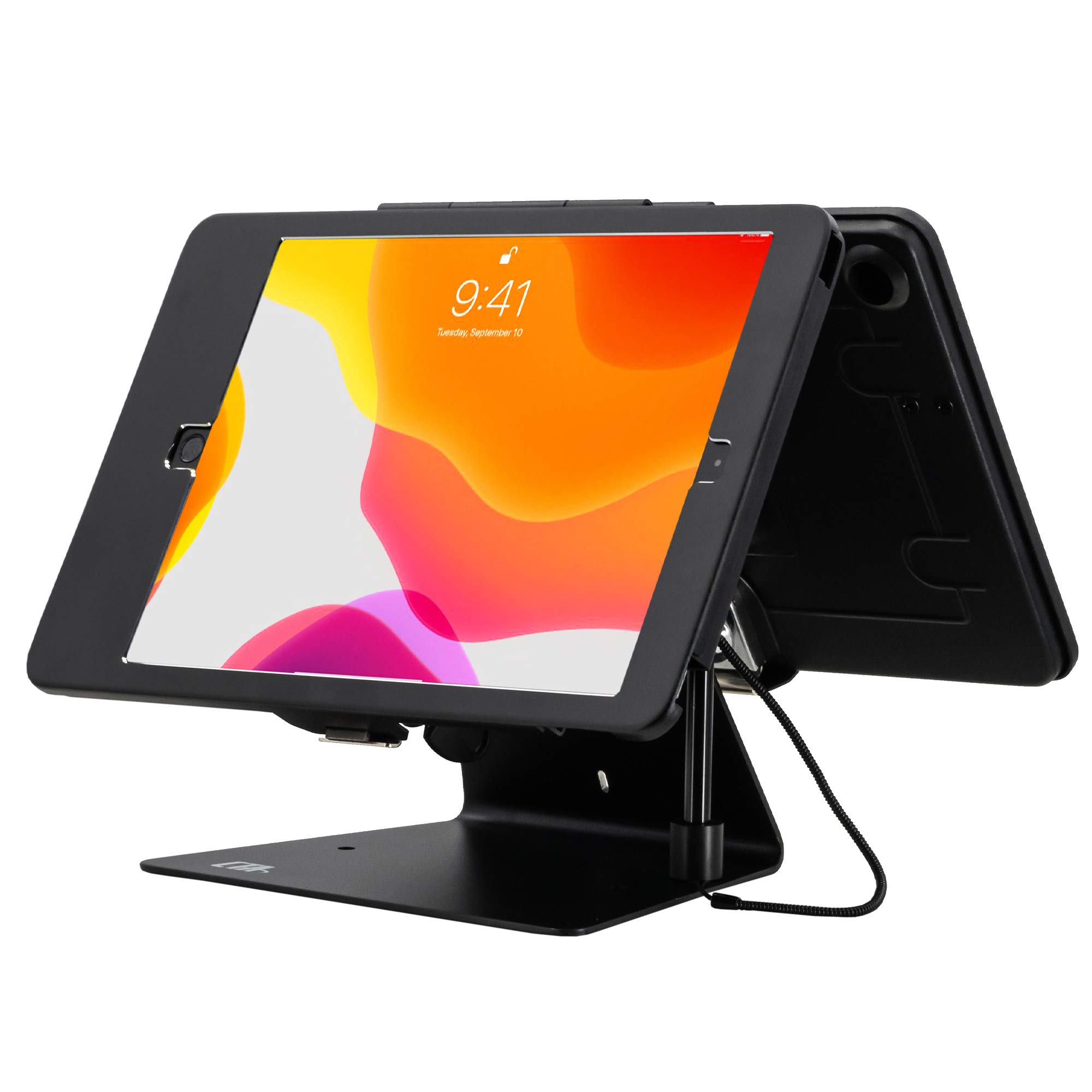Dual Tablet Kiosk Stand - Secure 2-Tablet Holder for iPad 7th/8th/9th Gen, iPad Air 3 & iPad Pro | Heavy Duty Black Enclosure | Perfect for Retail Stores, Hotels & Self-Service Kiosks (PAD-DSTB10)