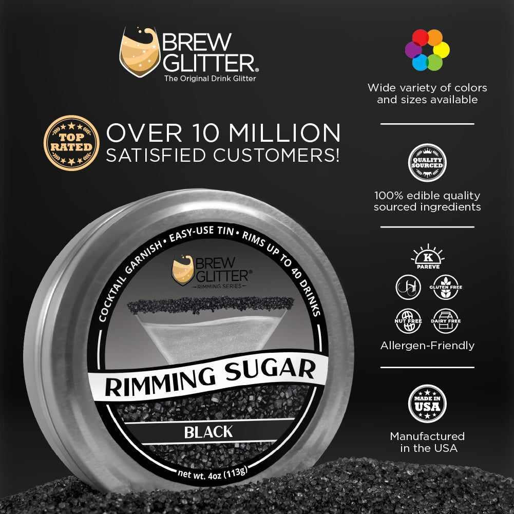 Organic Black Rimming Sugar - Premium Natural Sweetener for Baking, Coffee & Cocktails | Perfect for Desserts, Drinks & Gourmet Recipes