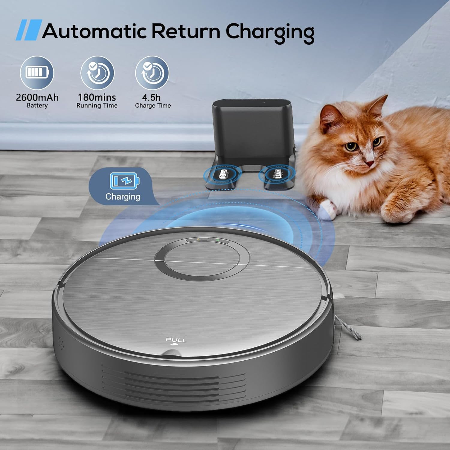 MAMNV 2-in-1 Robot Vacuum and Mop Combo with 2000Pa Max Suction, Wi-Fi/App Control, Self-Charging - Smart Robotic Cleaner for Pet Hair, Hard Floors & Low-Pile Carpets | Perfect for Home, Office & Apartment Cleaning