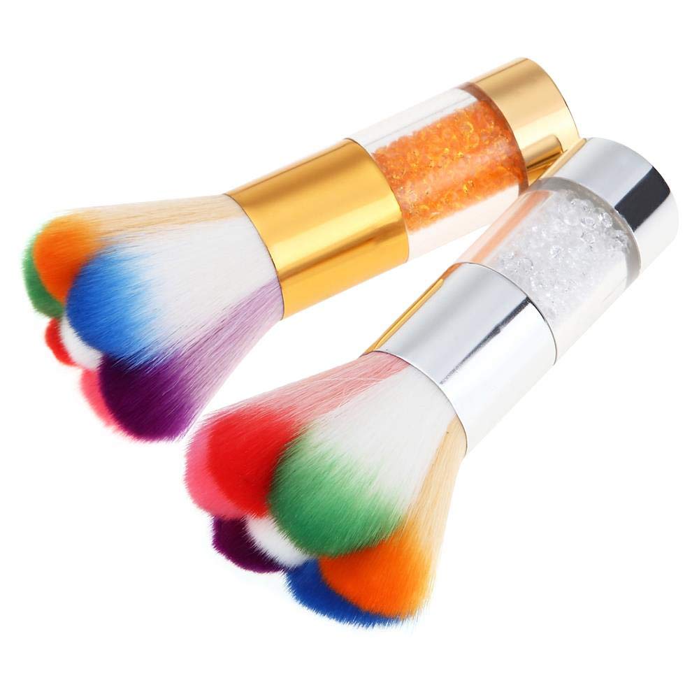 Glitter Nail Dust Brush Remover - Gold Fiber Hair for Manicure & Salon Care