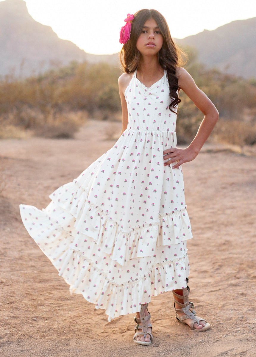 Jenny Dress in Pink Floral Dot - Women's Floral Print Summer Dress for Casual Wear, Date Night & Beach Vacation