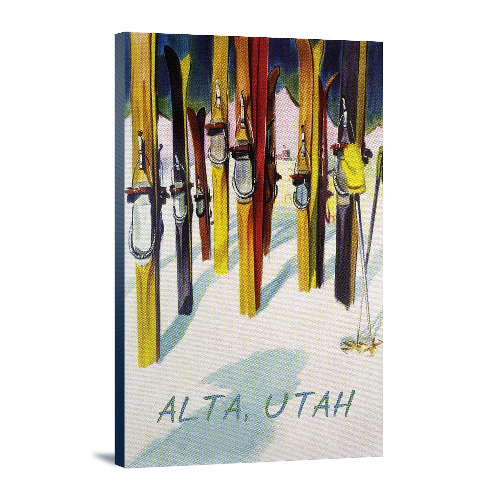 Lantern Press Alta Utah Ski Art - 16x24 Wrapped Canvas Wall Decor for Living Room, Bedroom & Office | Colorful Ski Landscape Painting for Home & Office Decoration
