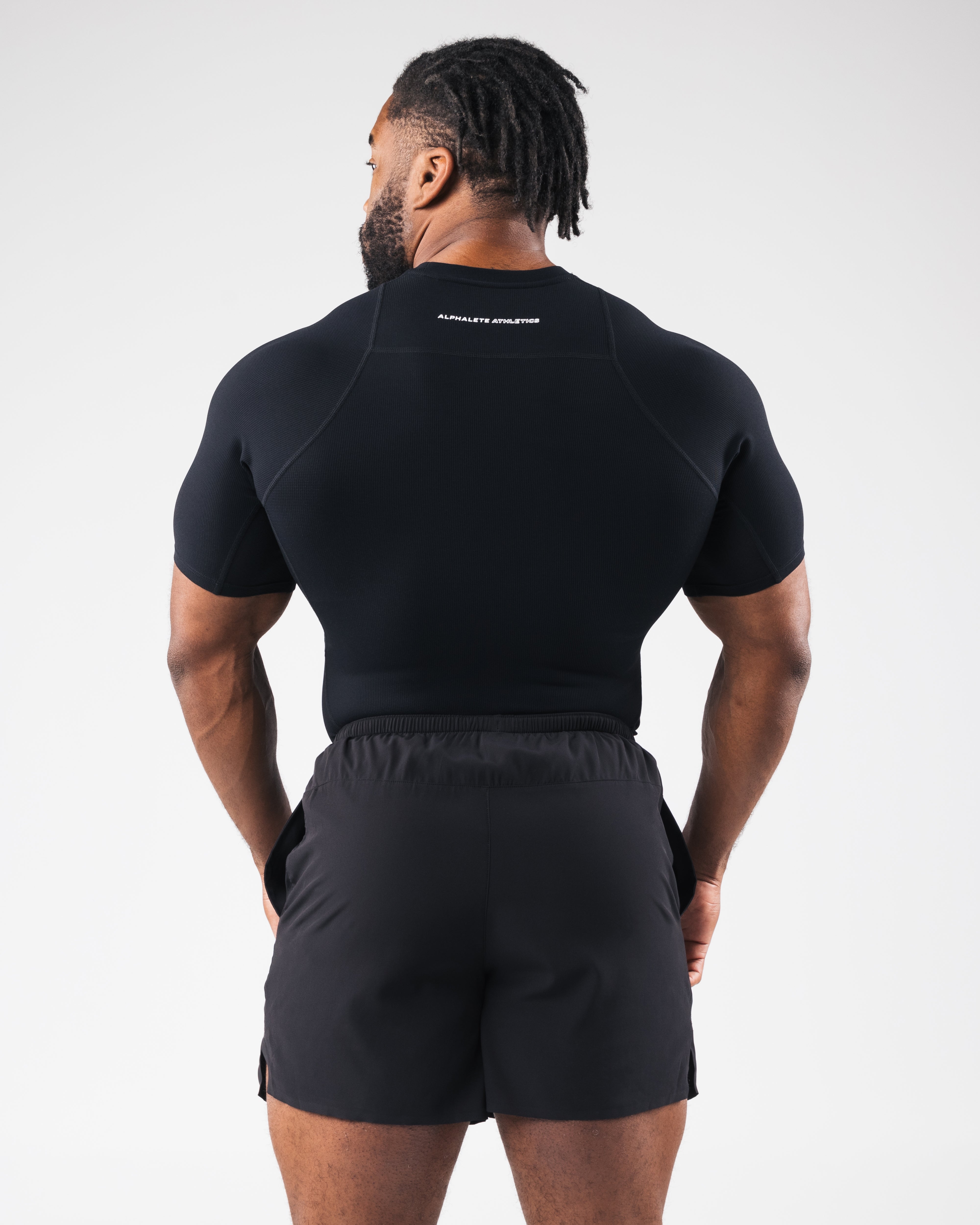 High-Performance Black Power Short Sleeve Shirt for Men - Gym, Running & Workout Activewear