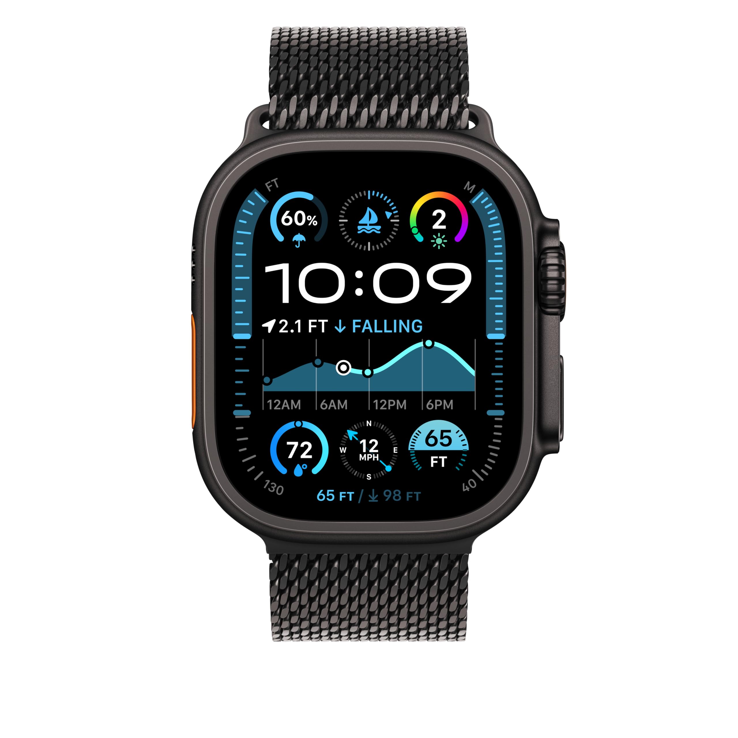 Premium Stainless Steel Apple Watch Band - Milanese Loop for 49mm Series 8/7/SE - Adjustable Magnetic Closure - Black - Medium Size | Perfect for Workouts, Business Meetings & Everyday Wear