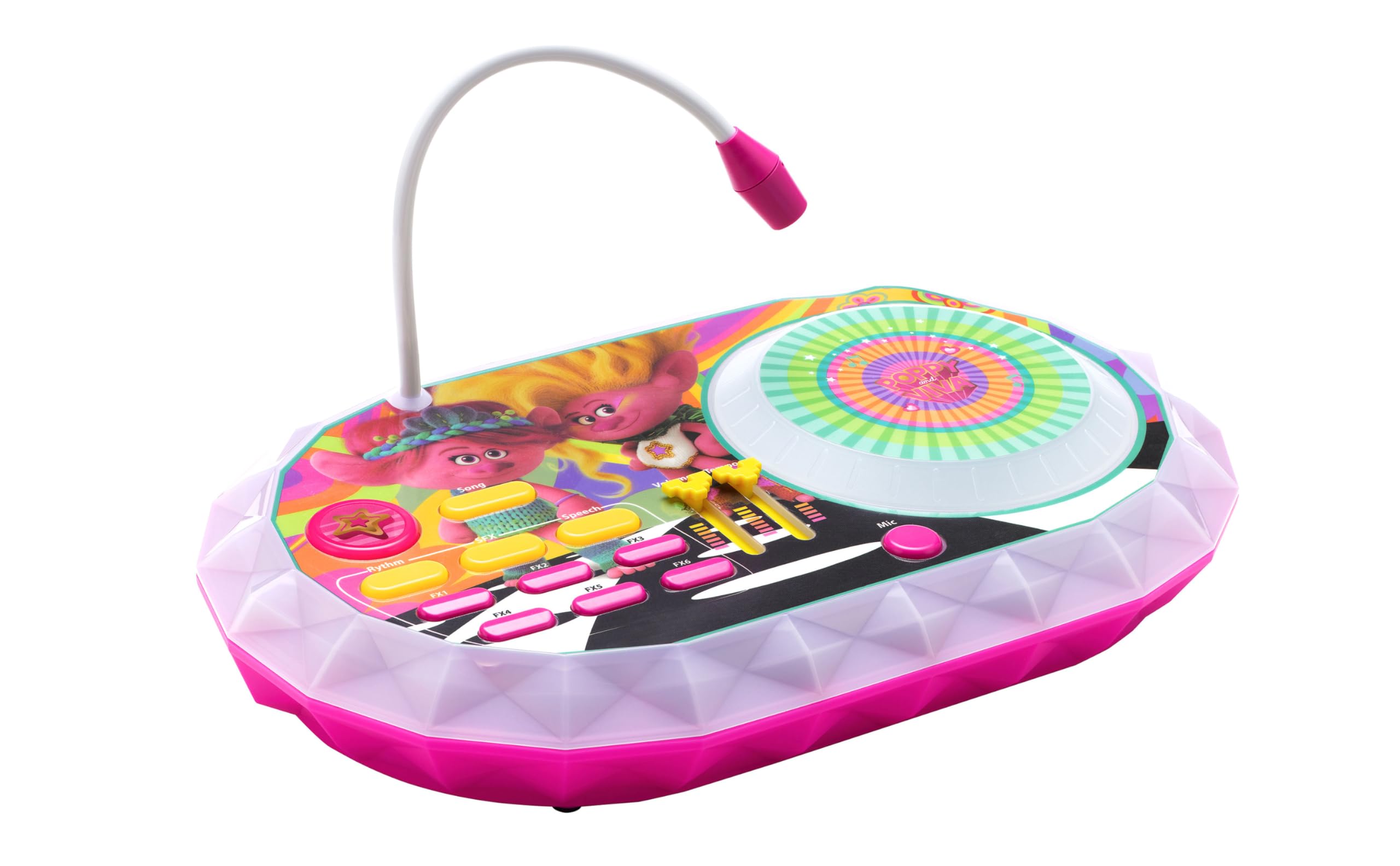 eKids Trolls DJ Turntable Toy with Microphone - Fun Party Mixer for Kids & Fans