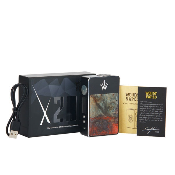 Woody Vapes X200 Stabilized Wood Temperature Control Box Mod - Premium Vape Device for Smooth & Customizable Vaping Experience | Perfect for Home Use, Travel & Cloud Chasing