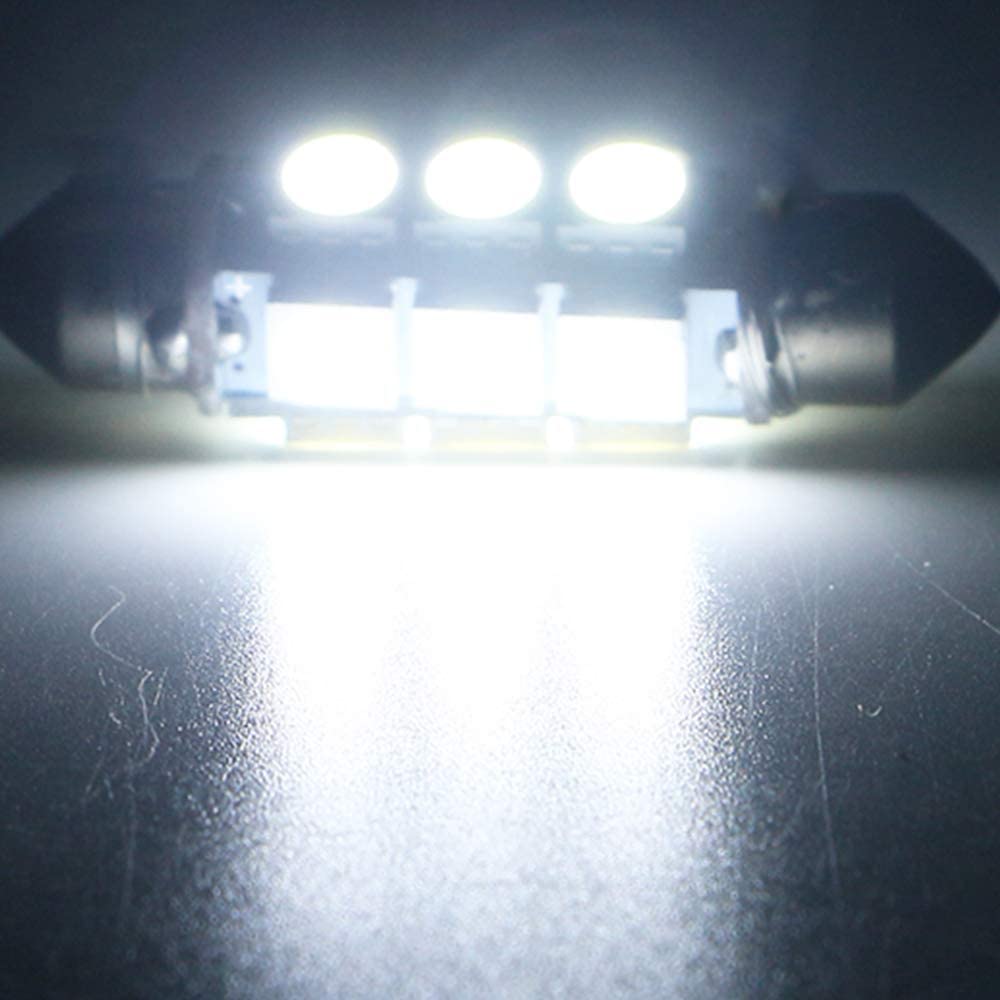 Everbright 6-Pack 44MM 578 LED Bulb White - DC 12V Festoon LED Dome Light, Map Light, Trunk Light, License Plate Light, Interior Car Lights - Perfect for Car Interior Lighting, RV, Boat, and Vehicle Upgrade