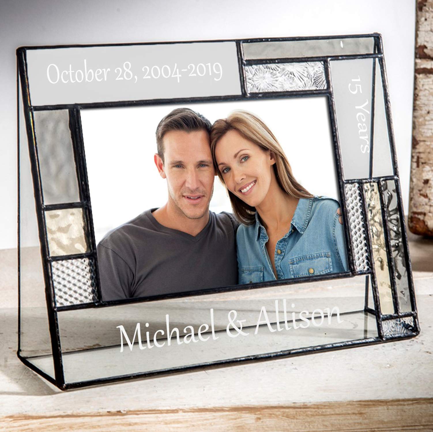 Personalized Anniversary Photo Frame for Couples - Engraved Glass 4x6 Keepsake for Wedding Gifts & Home Decor