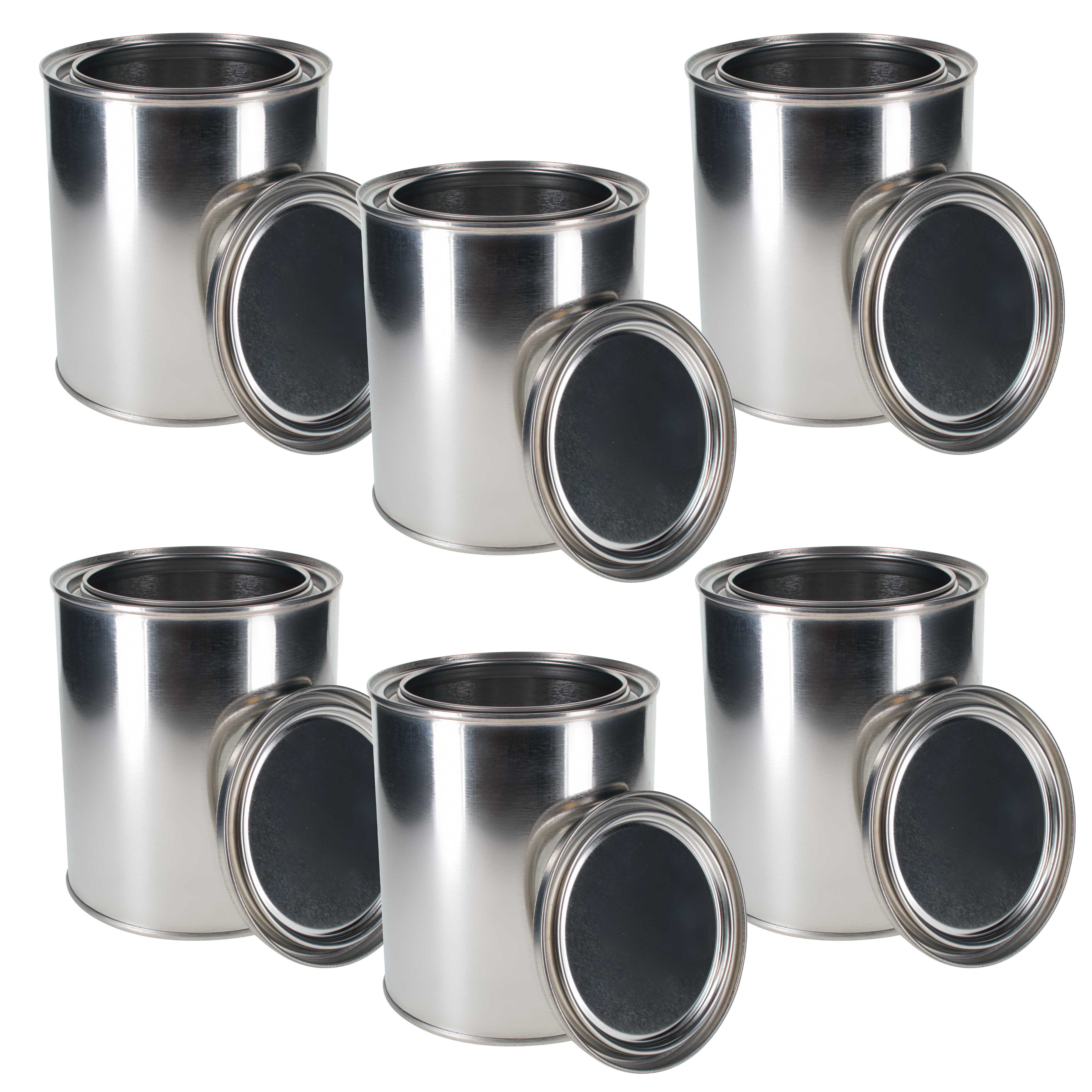 1 Quart (32 oz) Empty Unlined Metal Paint Can with Triple Tight Seal Lid - Pack of 6 | Steel Storage Container for Oil-Based Paint, Automotive Fluids & Art Supplies | Perfect for Paint Storage, DIY Projects & Workshop Organization