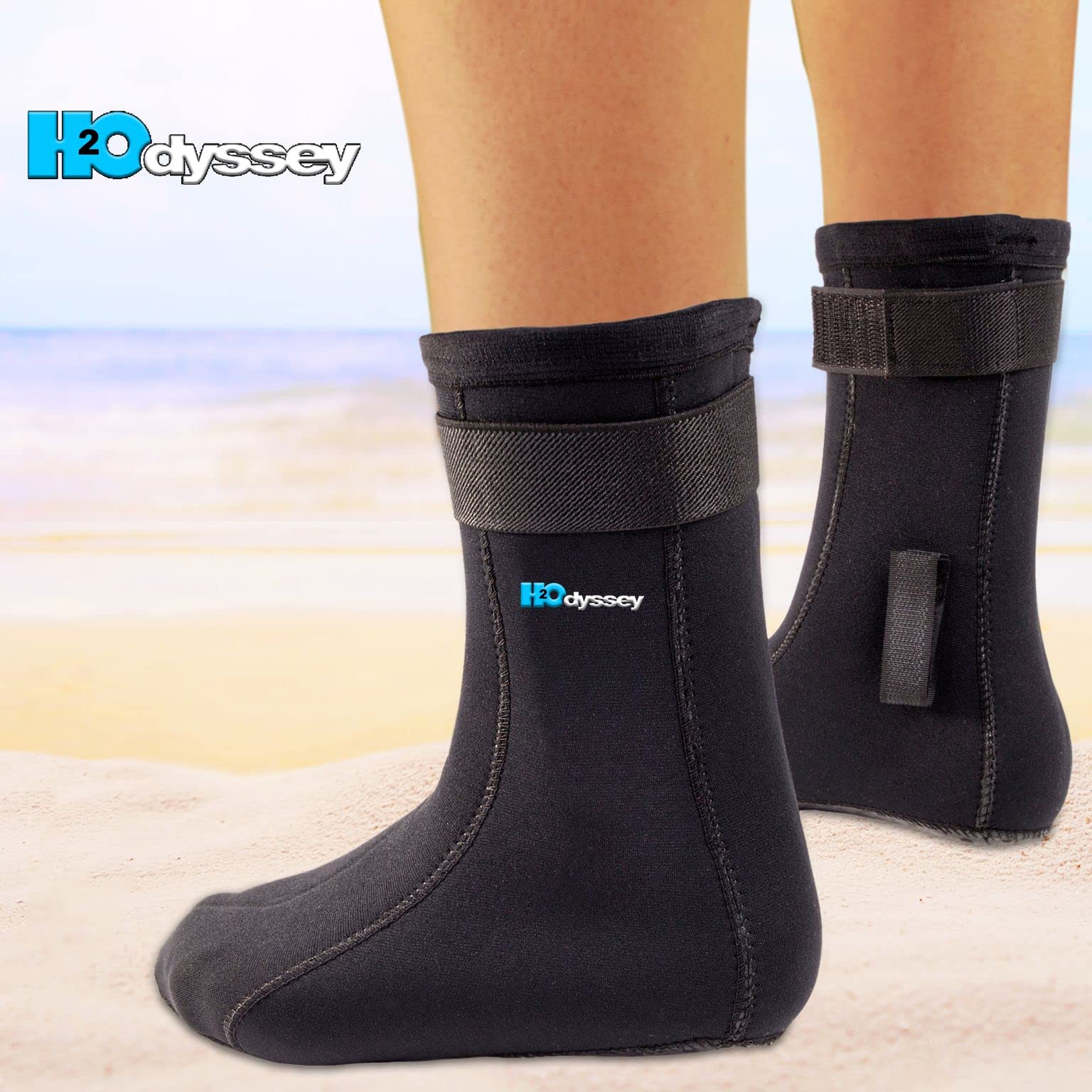 H2ODYSSEY 5mm Neoprene Diving Socks - Thermal Water Shoes for Scuba Diving, Snorkeling & Surfing - High Ankle Protection for Cold Water Activities