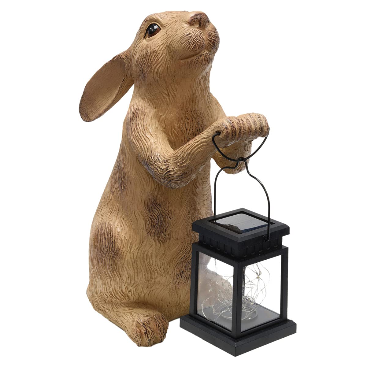 BRECK'S Solar Powered Garden Rabbit Statue - Weatherproof Outdoor Decor for Lawn, Yard & Patio - Solar LED Light for Nighttime Ambience