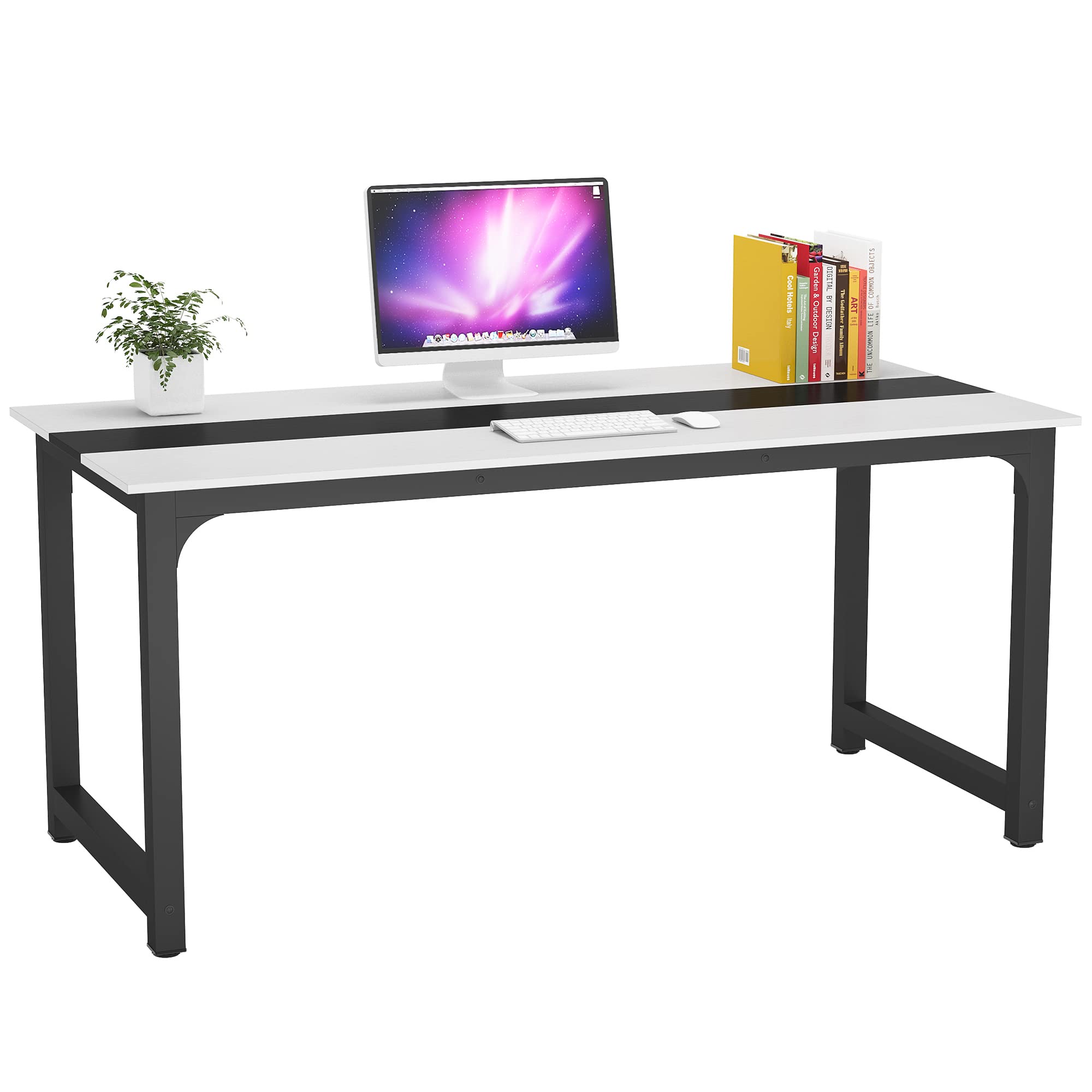 Tribesigns Modern Computer Desk 70.8 x 31.5 Inch - Large Office Desk with Sturdy Metal Frame, Home Office Writing Table, Study Workstation for Small Spaces - Perfect for Remote Work, Gaming Setup & Conference Rooms