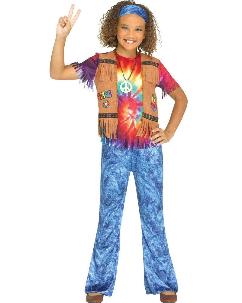Groovy 60s Baby Girls Costume - Retro Hippie Outfit for Toddler Dress Up & Halloween Party