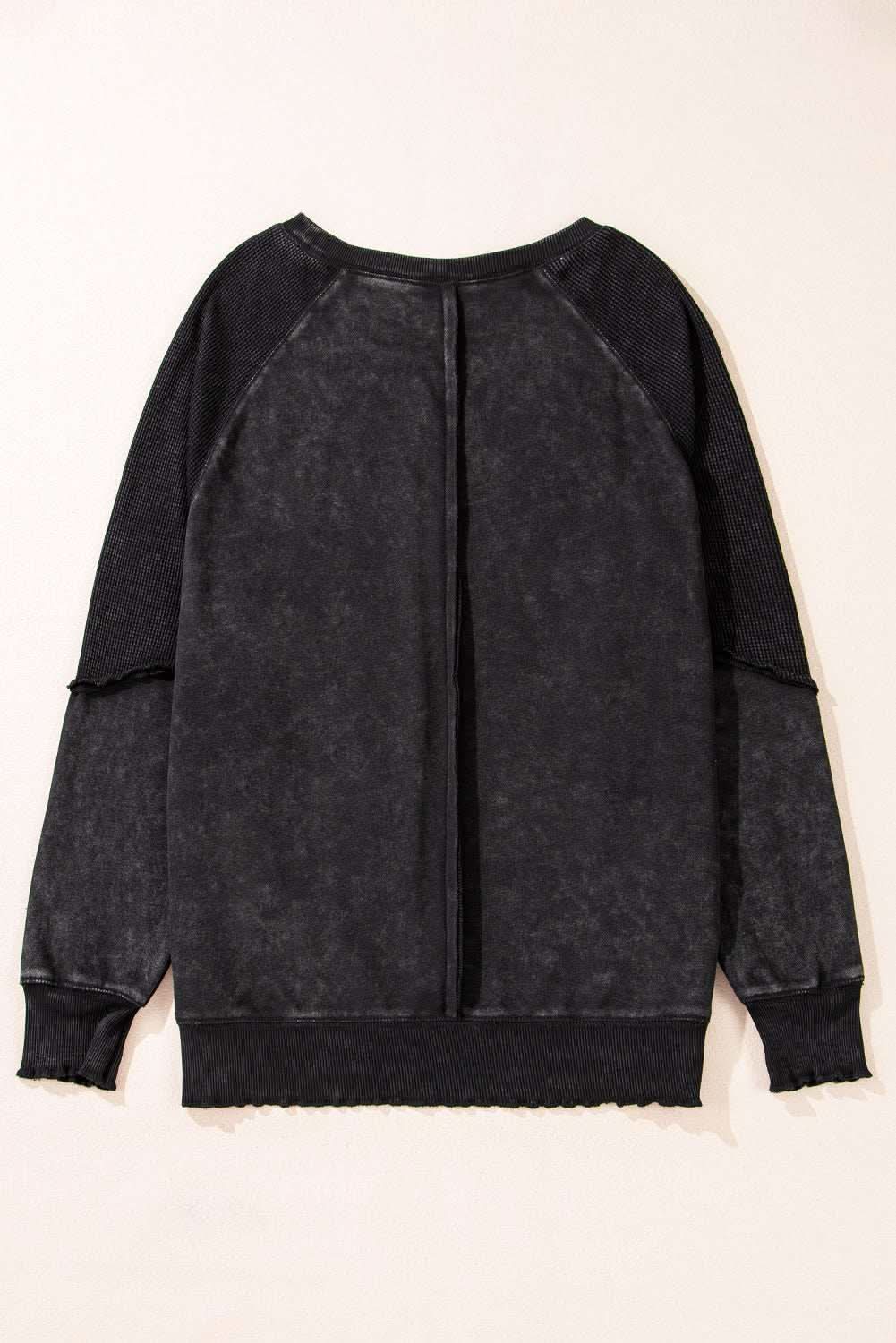 Stylish Black Patchwork Sweatshirt for Women - Trendy Oversized Pullover with Unique Design - Perfect for Casual Outfits, Streetwear Fashion, and Layering in Fall/Winter